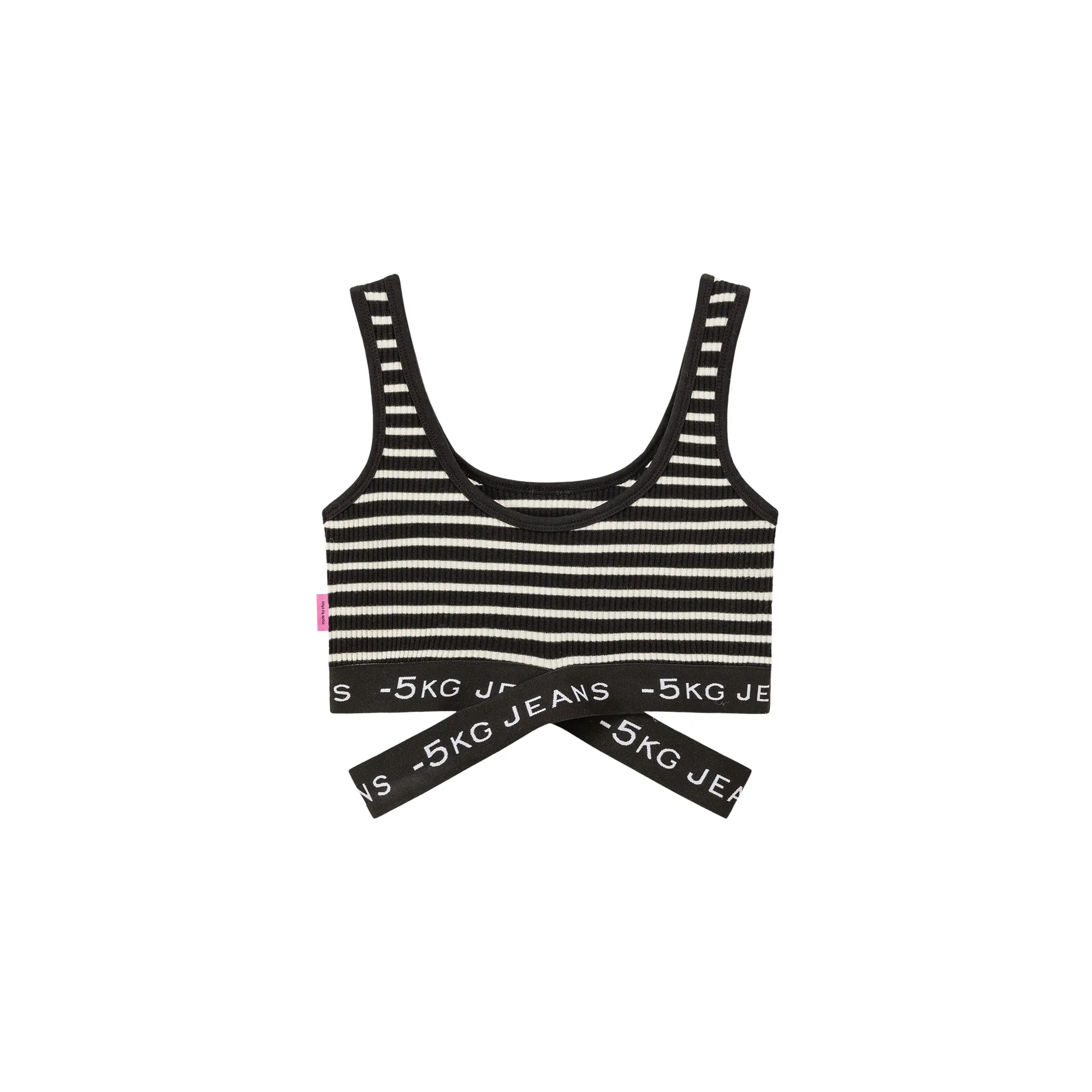 '-5kg Jeans Striped Sleeveless Crop Top