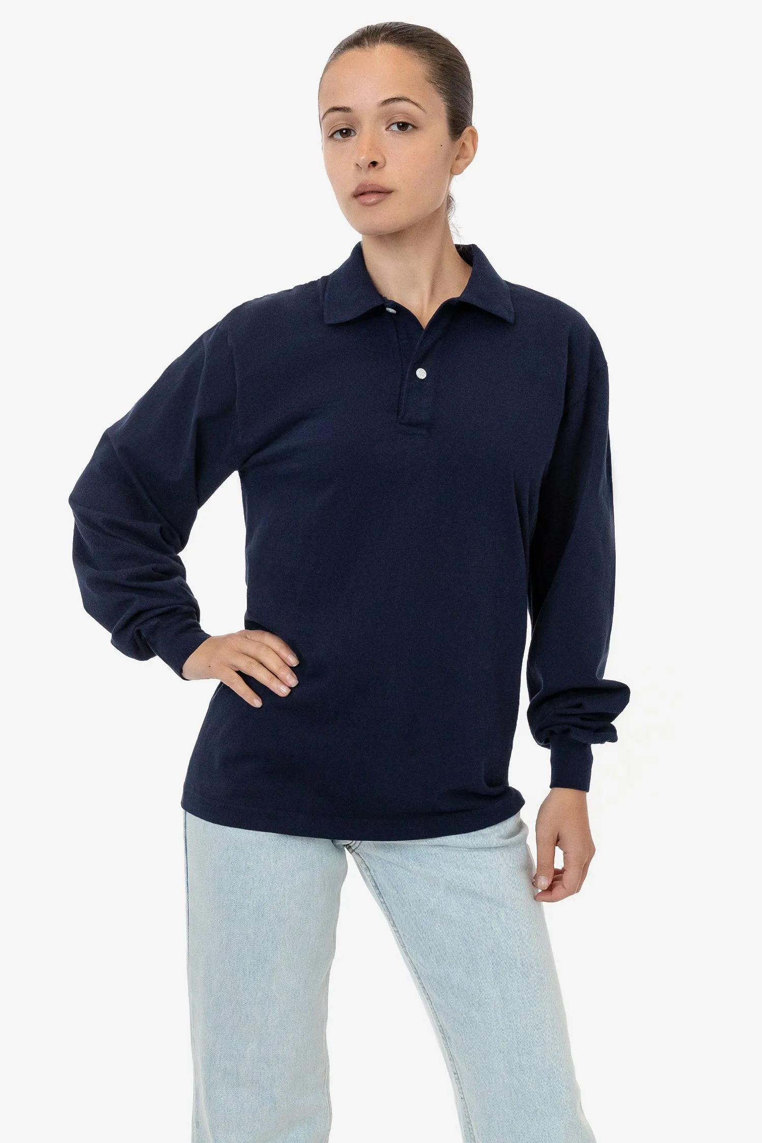 18417GD Unisex - 18/1 Long Sleeve Polo T-Shirt