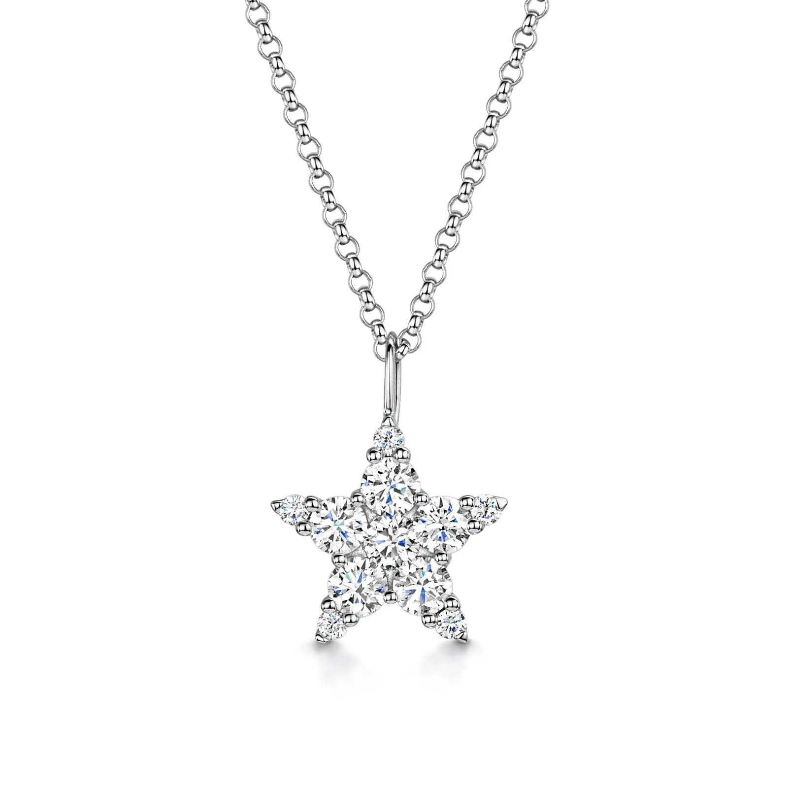 18ct White Gold Brilliant-Cut Diamond Star Necklace 0.47ct