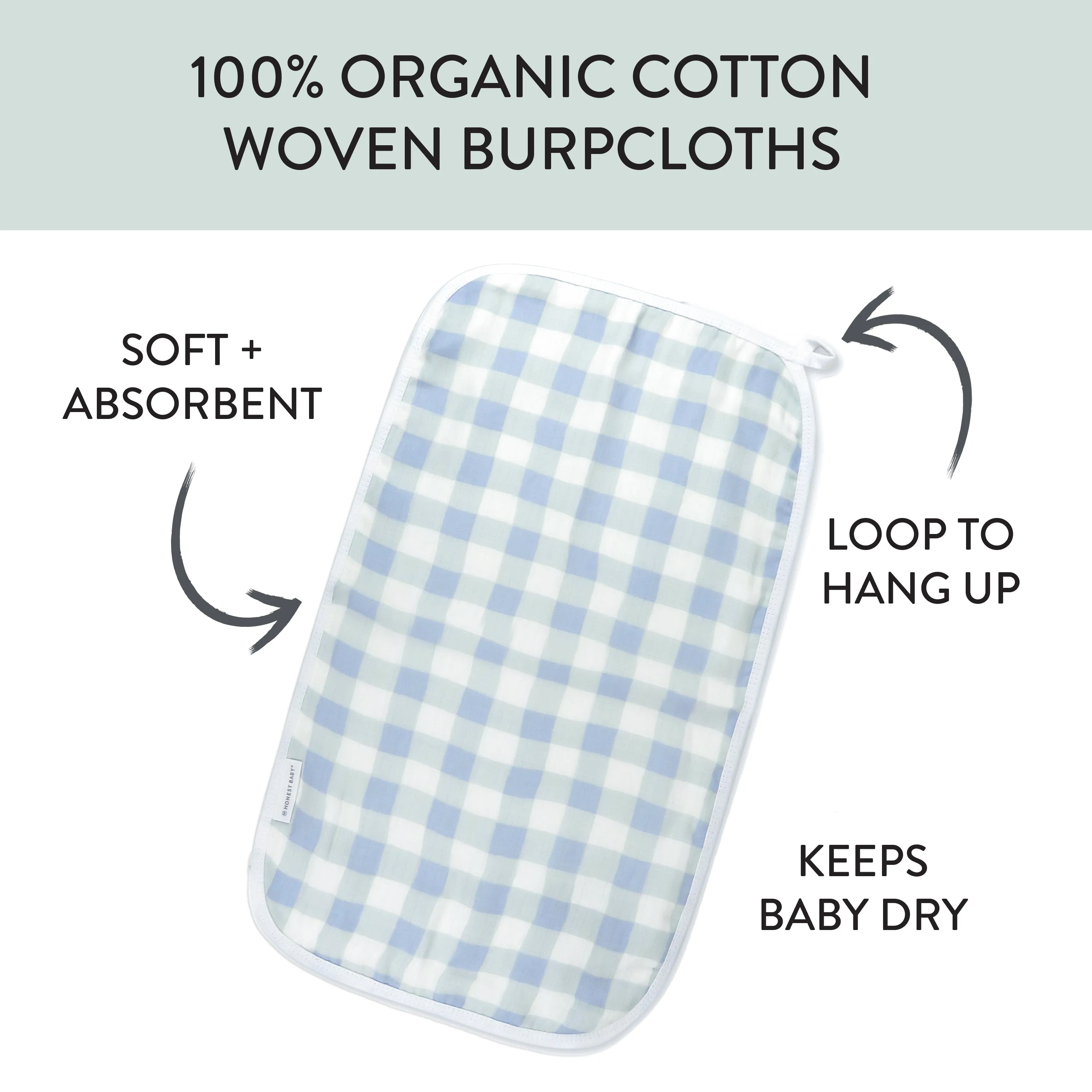 4-Pack Organic Cotton Multi-layer Woven Burp Cloths