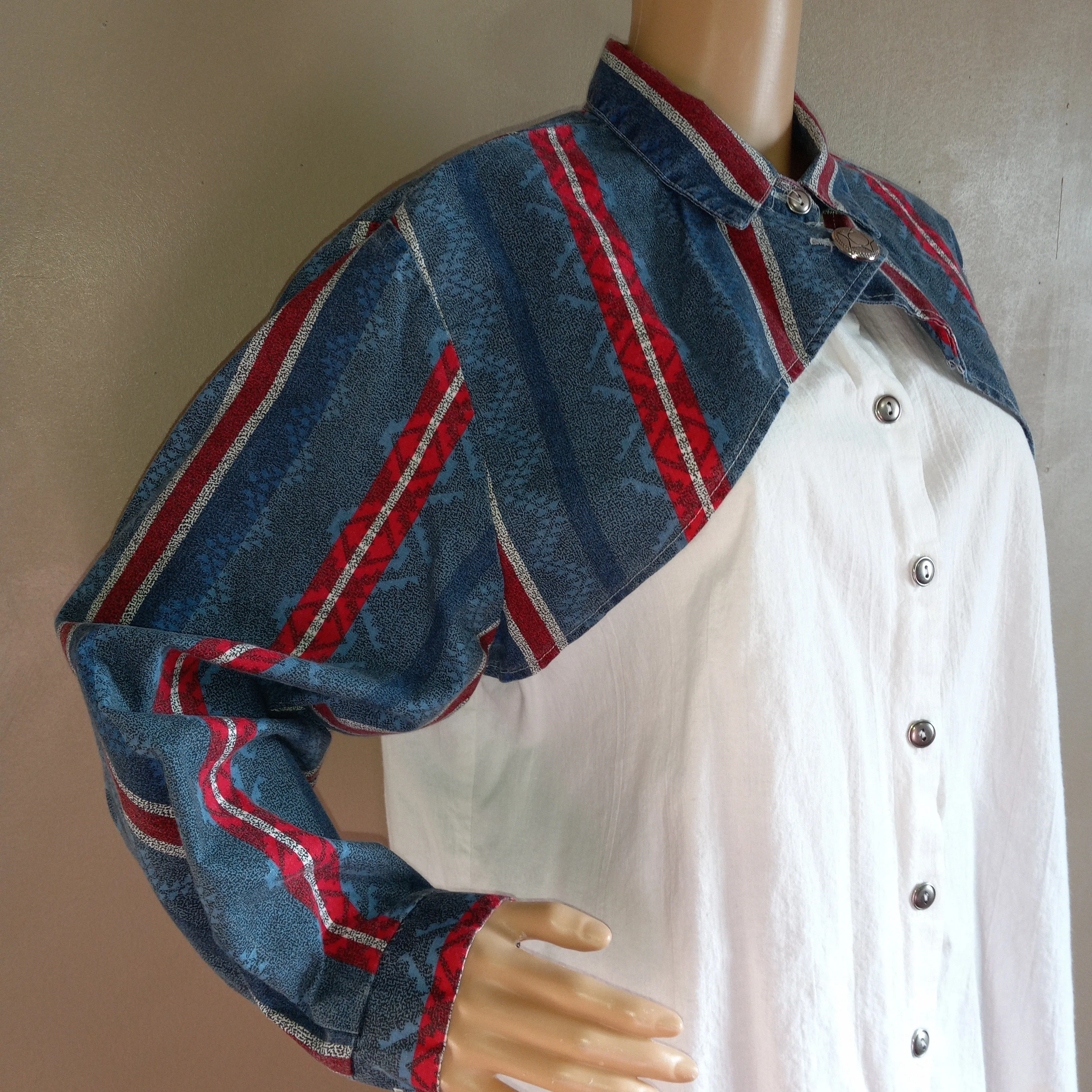 '80’s Blue and White Cotton Stripe Western Shirt by Ozark Mountain Jean Co