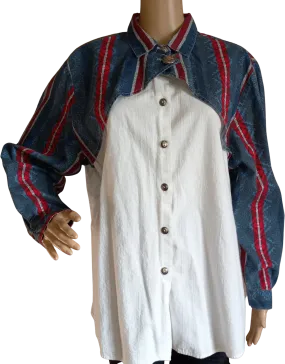 '80’s Blue and White Cotton Stripe Western Shirt by Ozark Mountain Jean Co