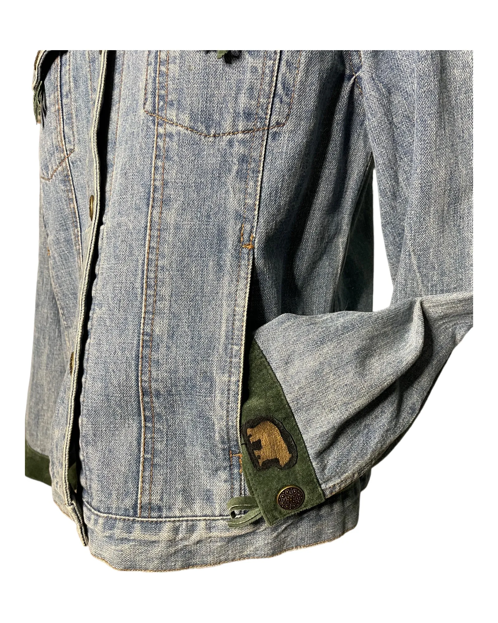 90s Nature Denim Jacket with Leather Animals