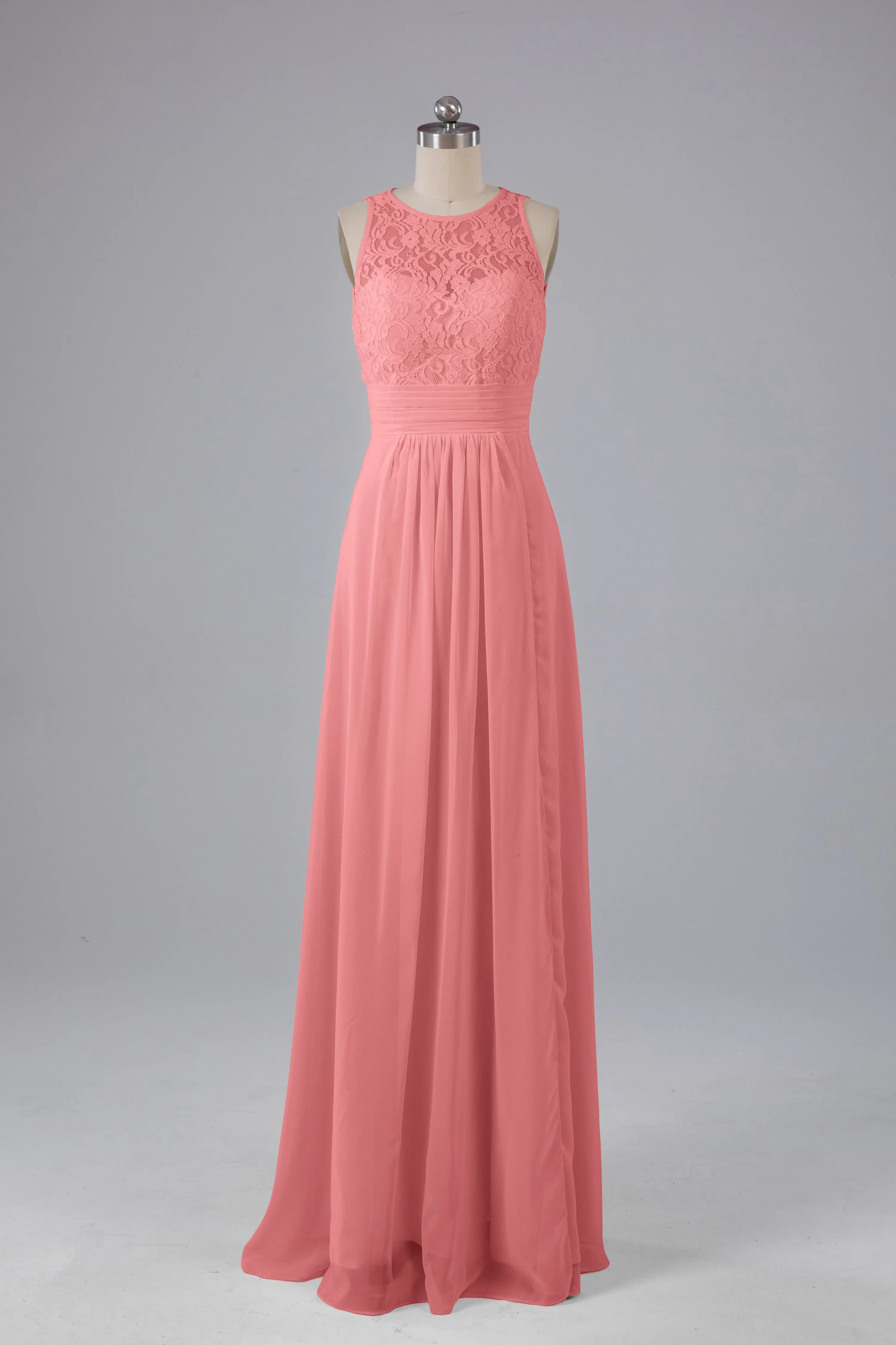 A Line Keyhole Floor Length Bridesmaid Dresses