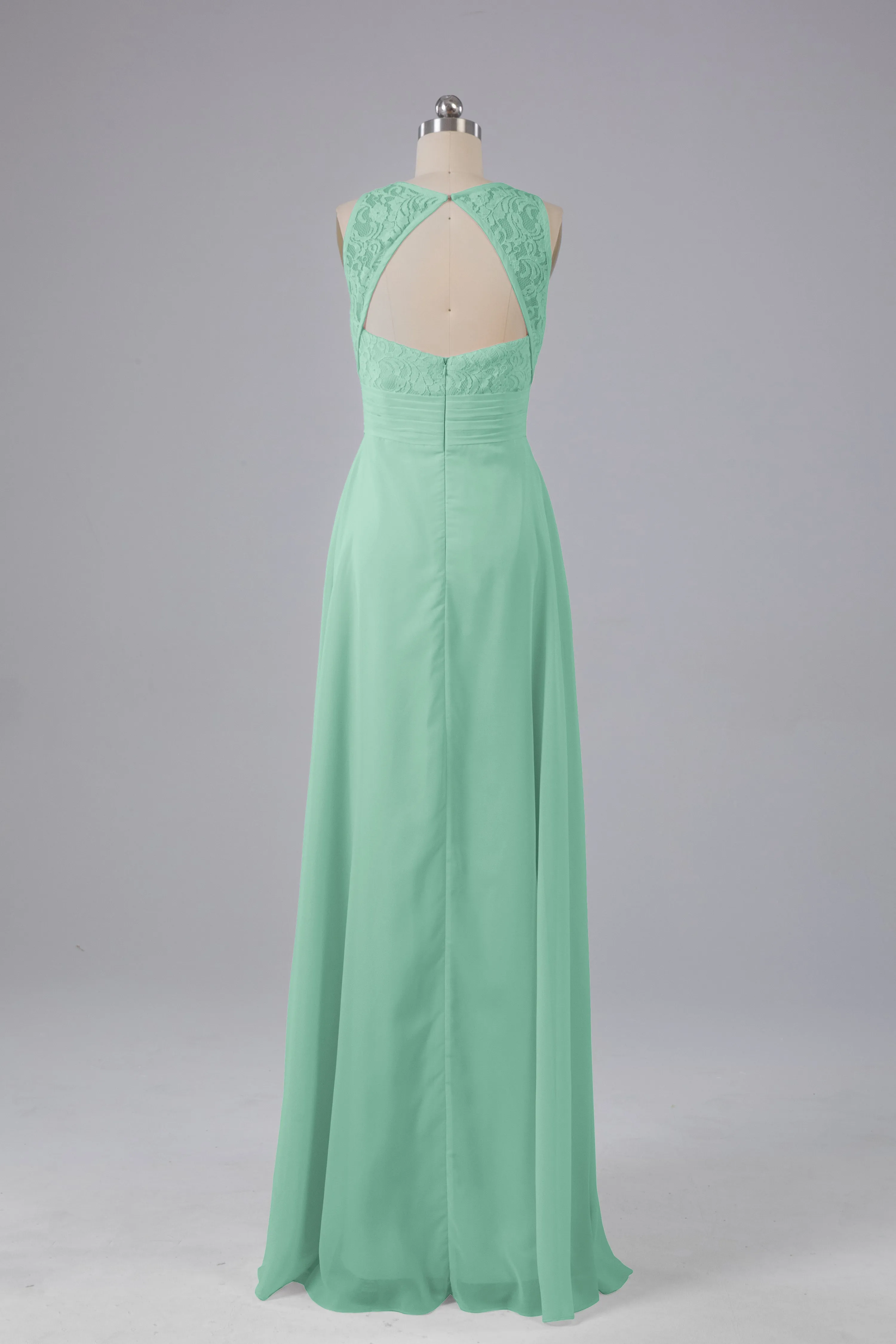 A Line Keyhole Floor Length Bridesmaid Dresses