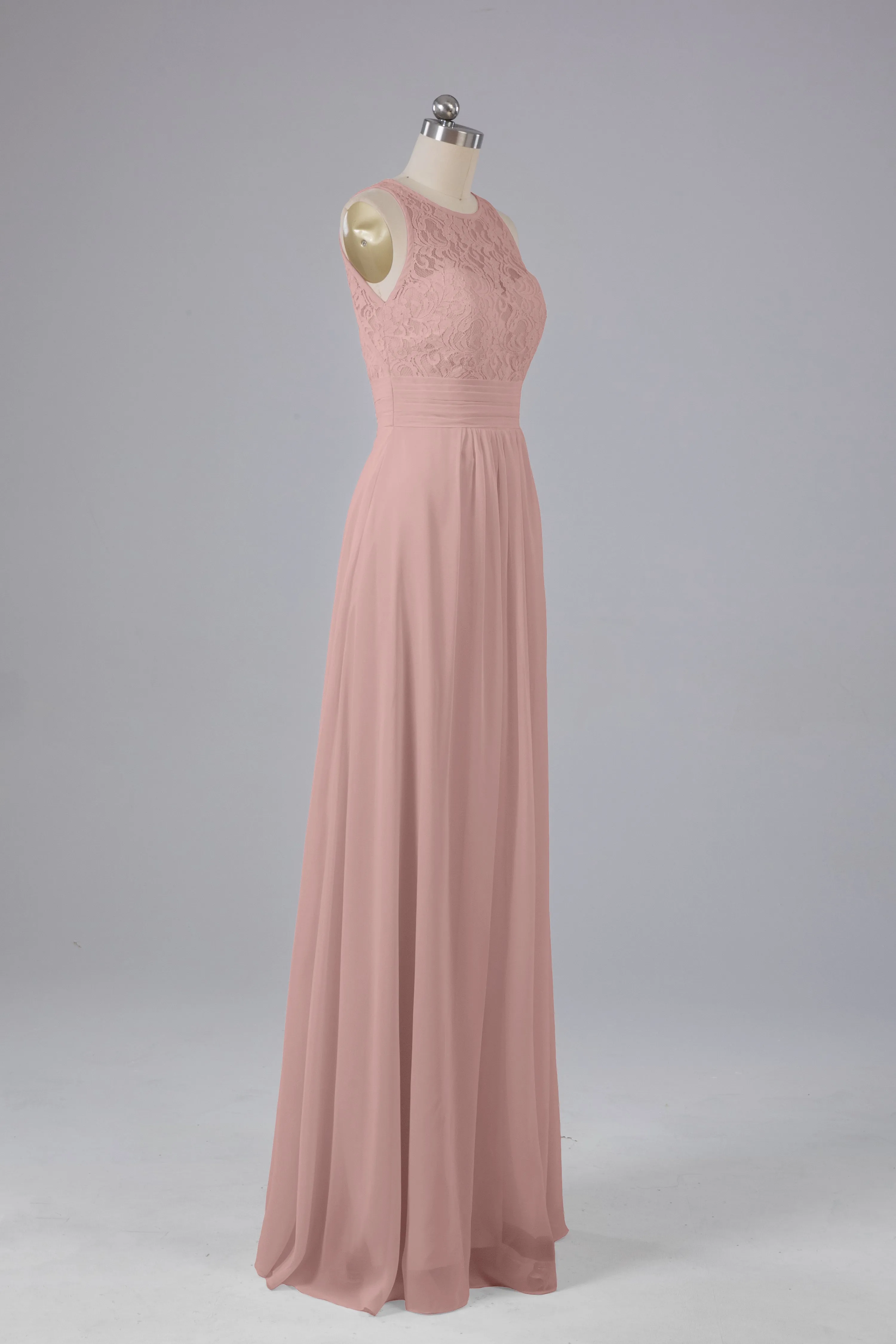 A Line Keyhole Floor Length Bridesmaid Dresses