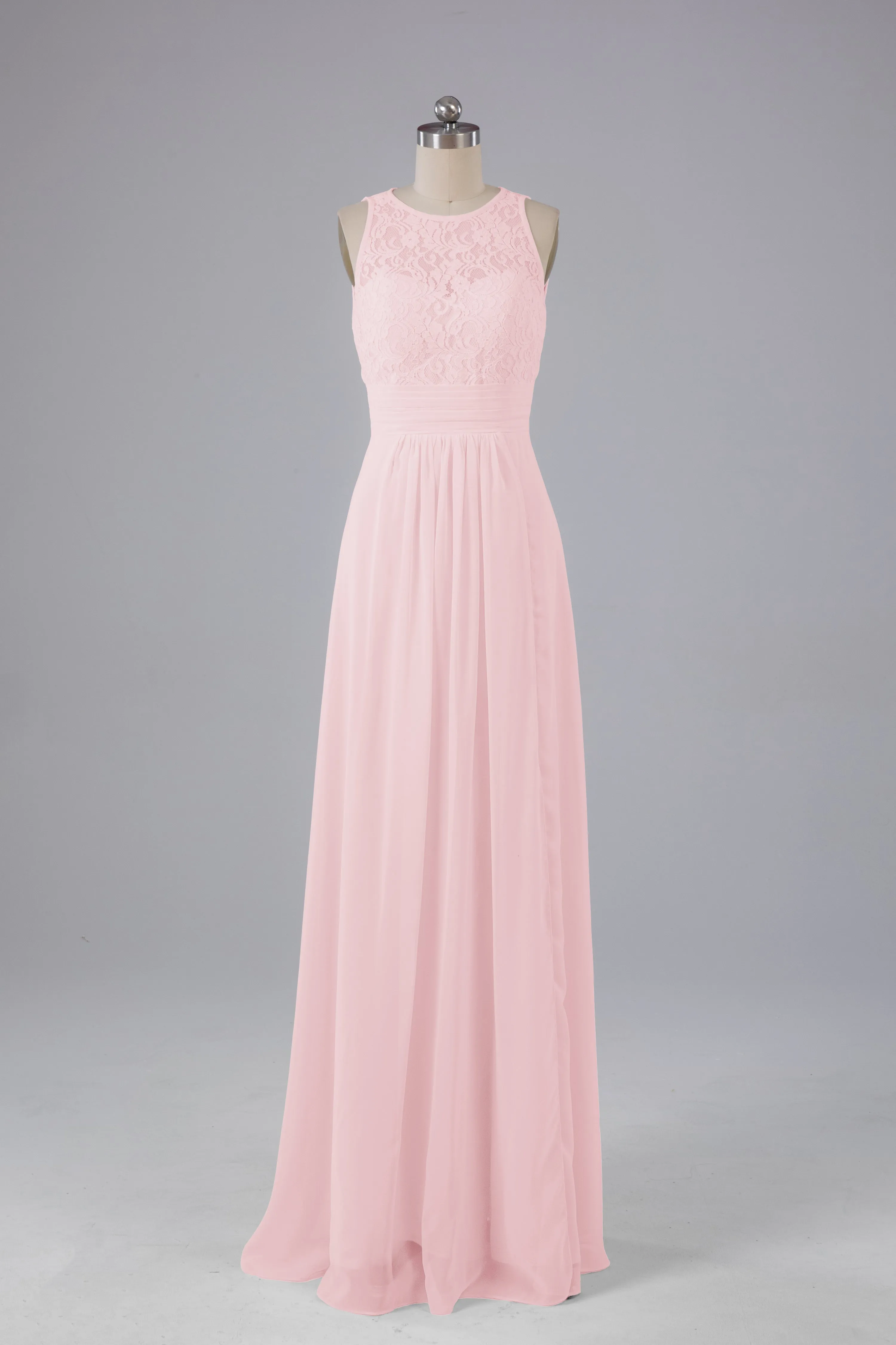 A Line Keyhole Floor Length Bridesmaid Dresses