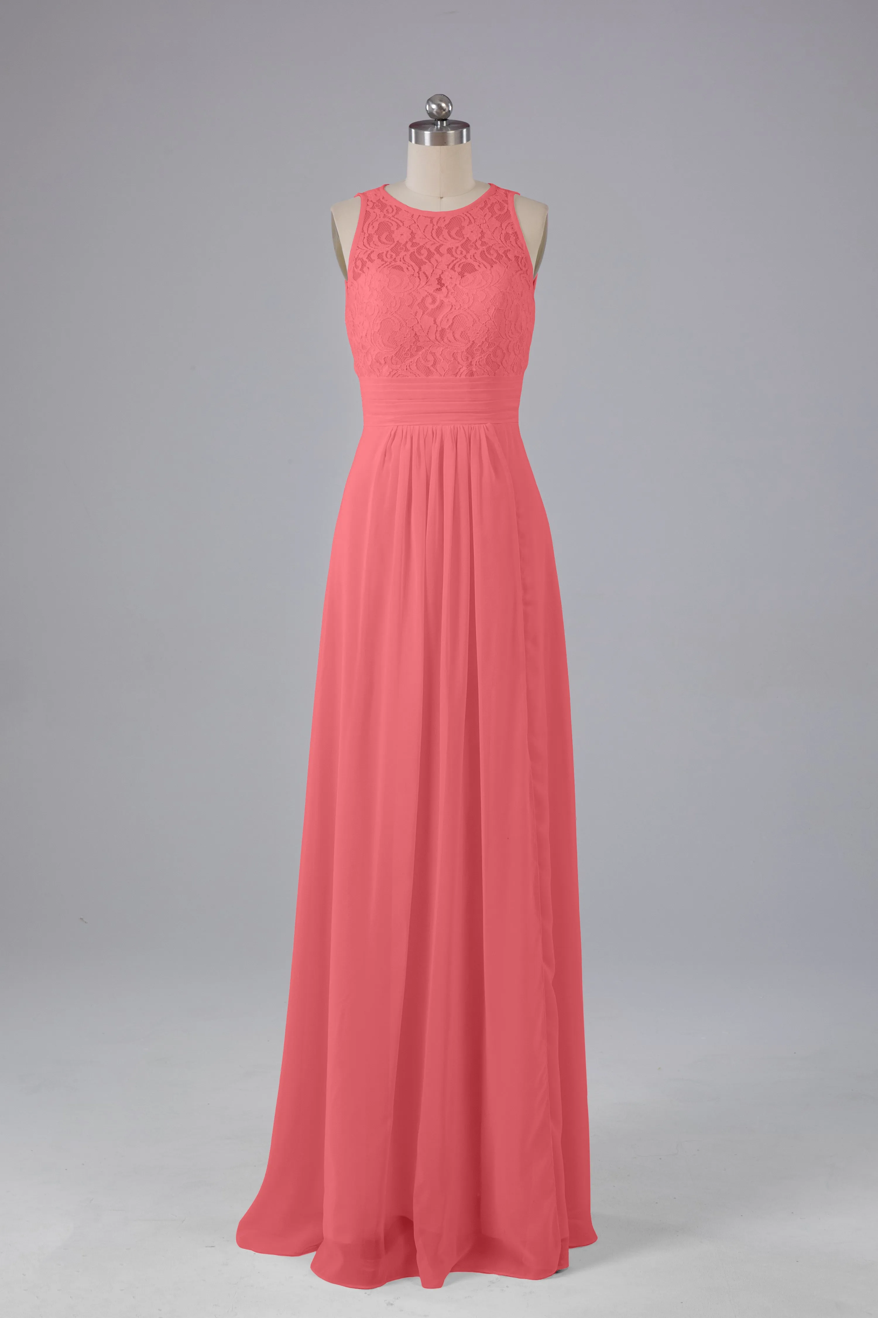 A Line Keyhole Floor Length Bridesmaid Dresses