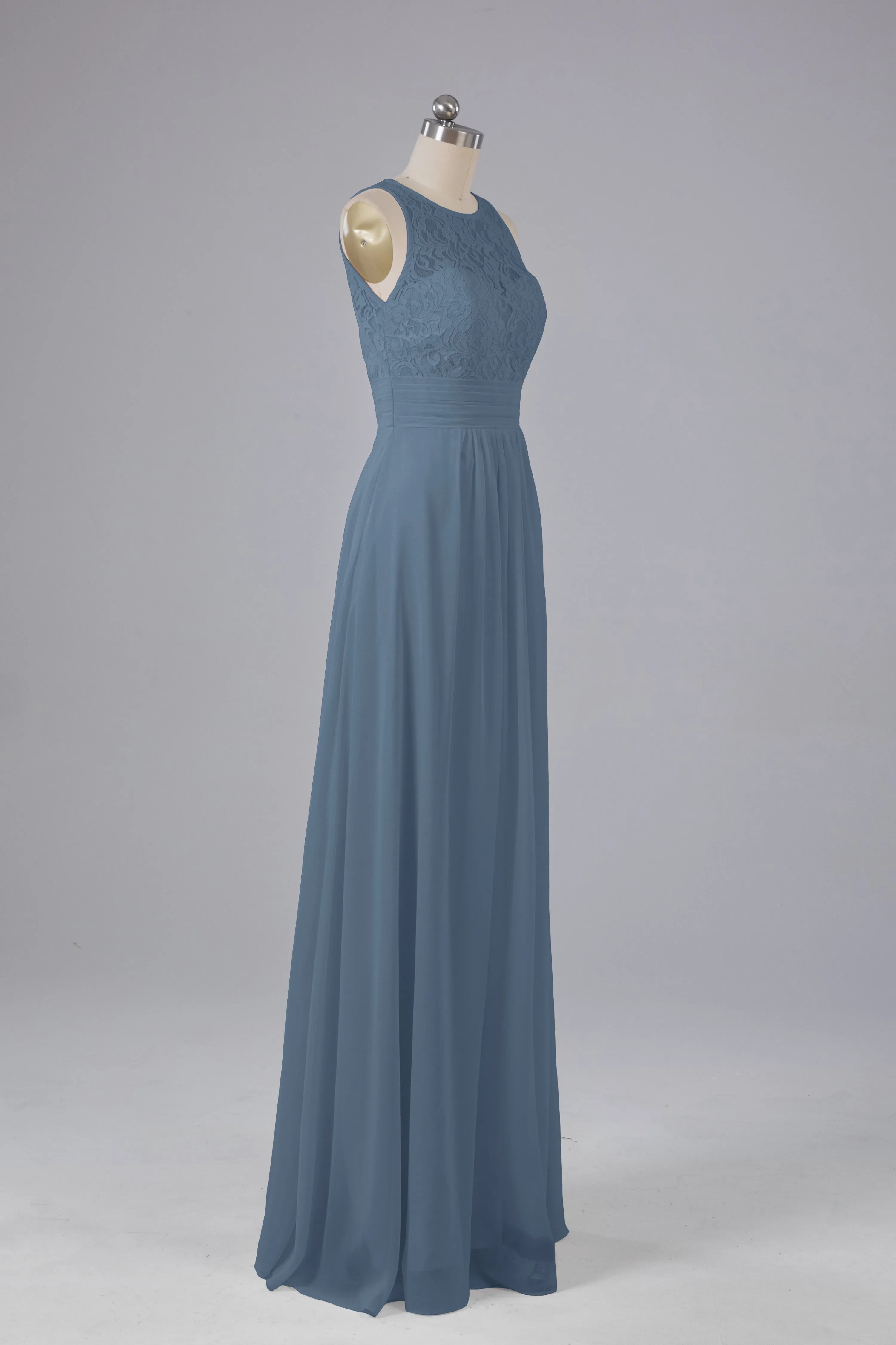 A Line Keyhole Floor Length Bridesmaid Dresses