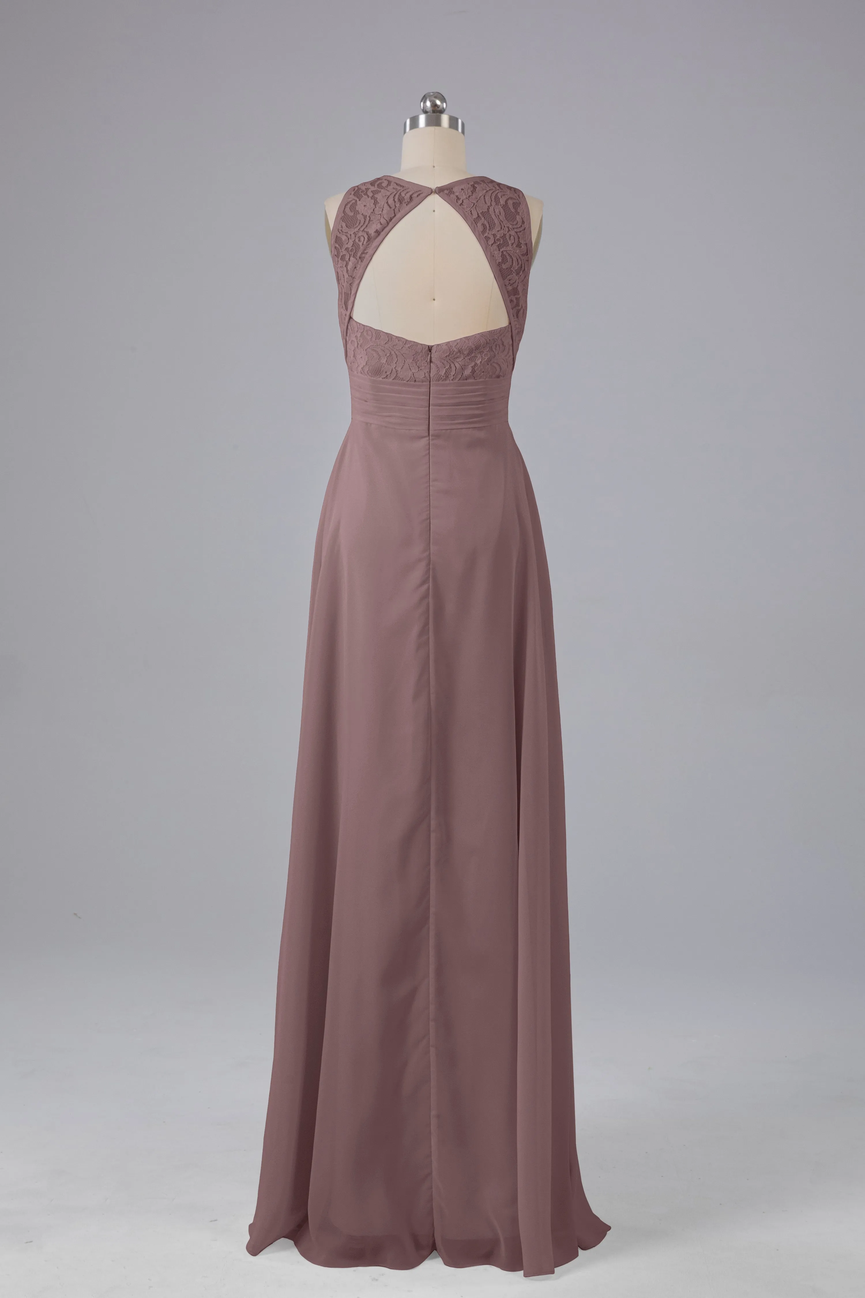 A Line Keyhole Floor Length Bridesmaid Dresses