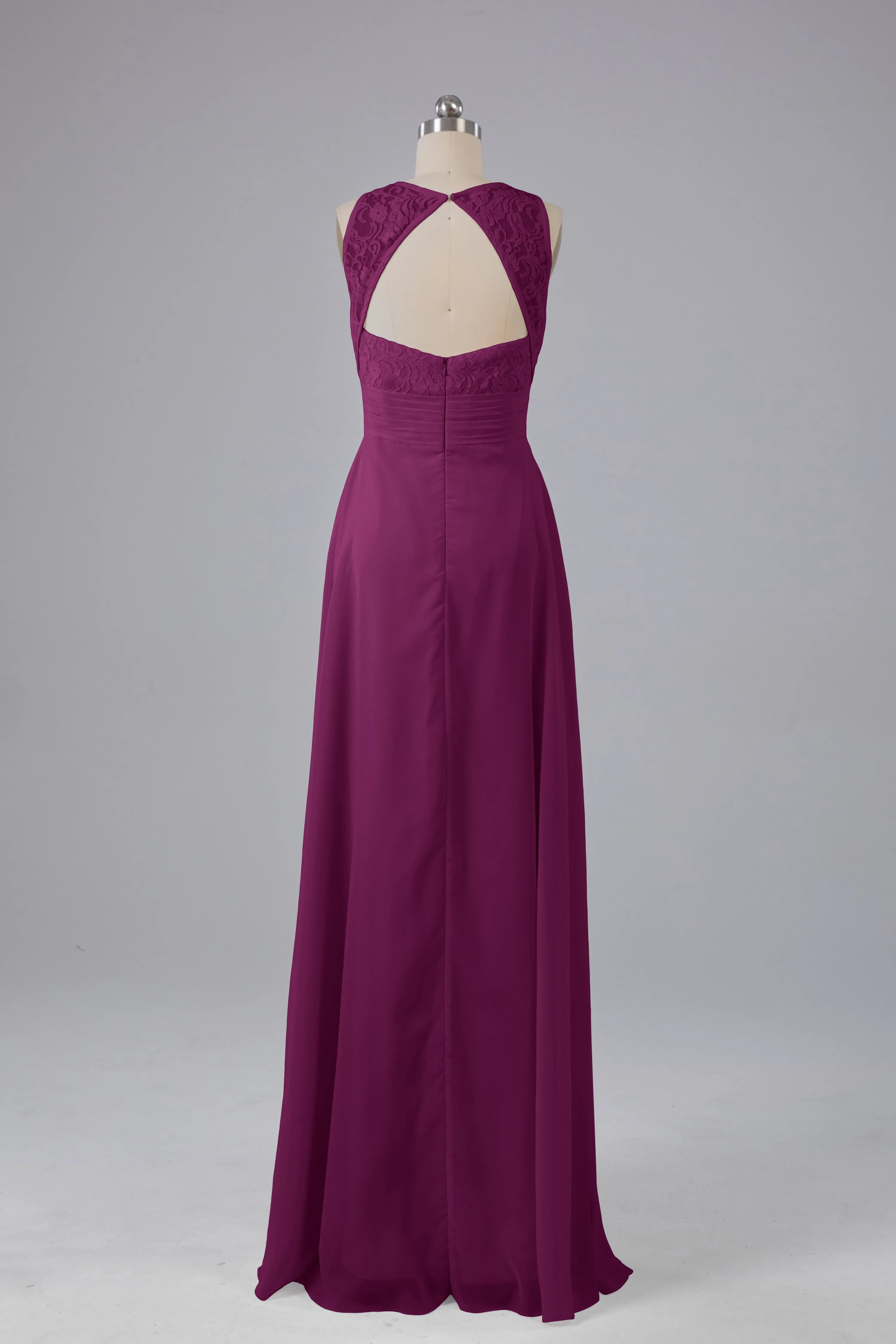 A Line Keyhole Floor Length Bridesmaid Dresses