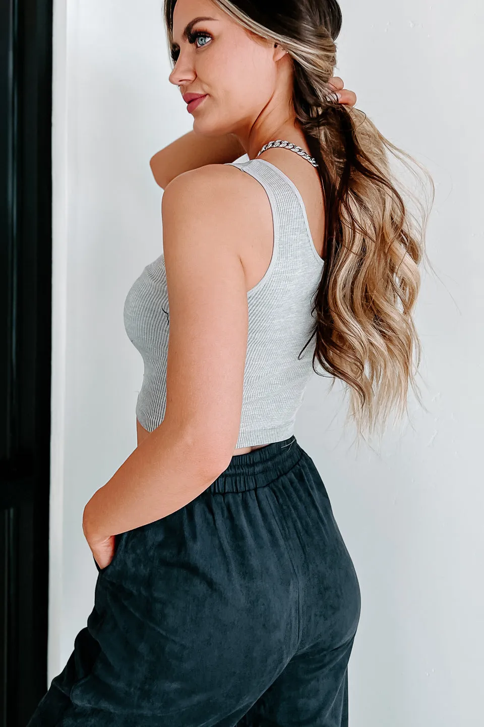 Absolutely Necessary Ribbed Crop Top (Heather Grey)