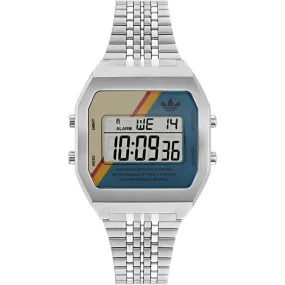 Adidas Digital Silver Stainless Steel Strap Unisex Watch AOST23556