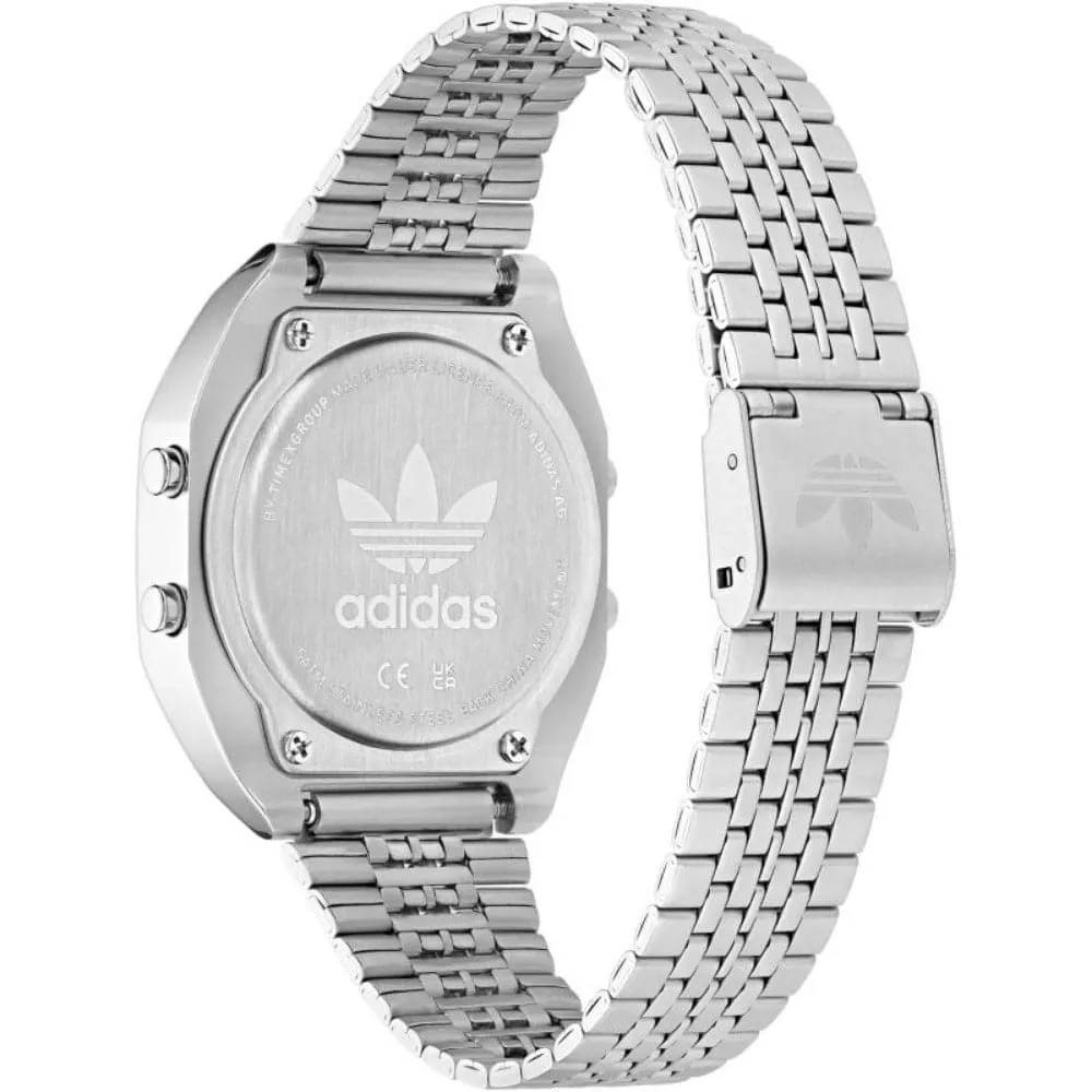 Adidas Digital Silver Stainless Steel Strap Unisex Watch AOST23556