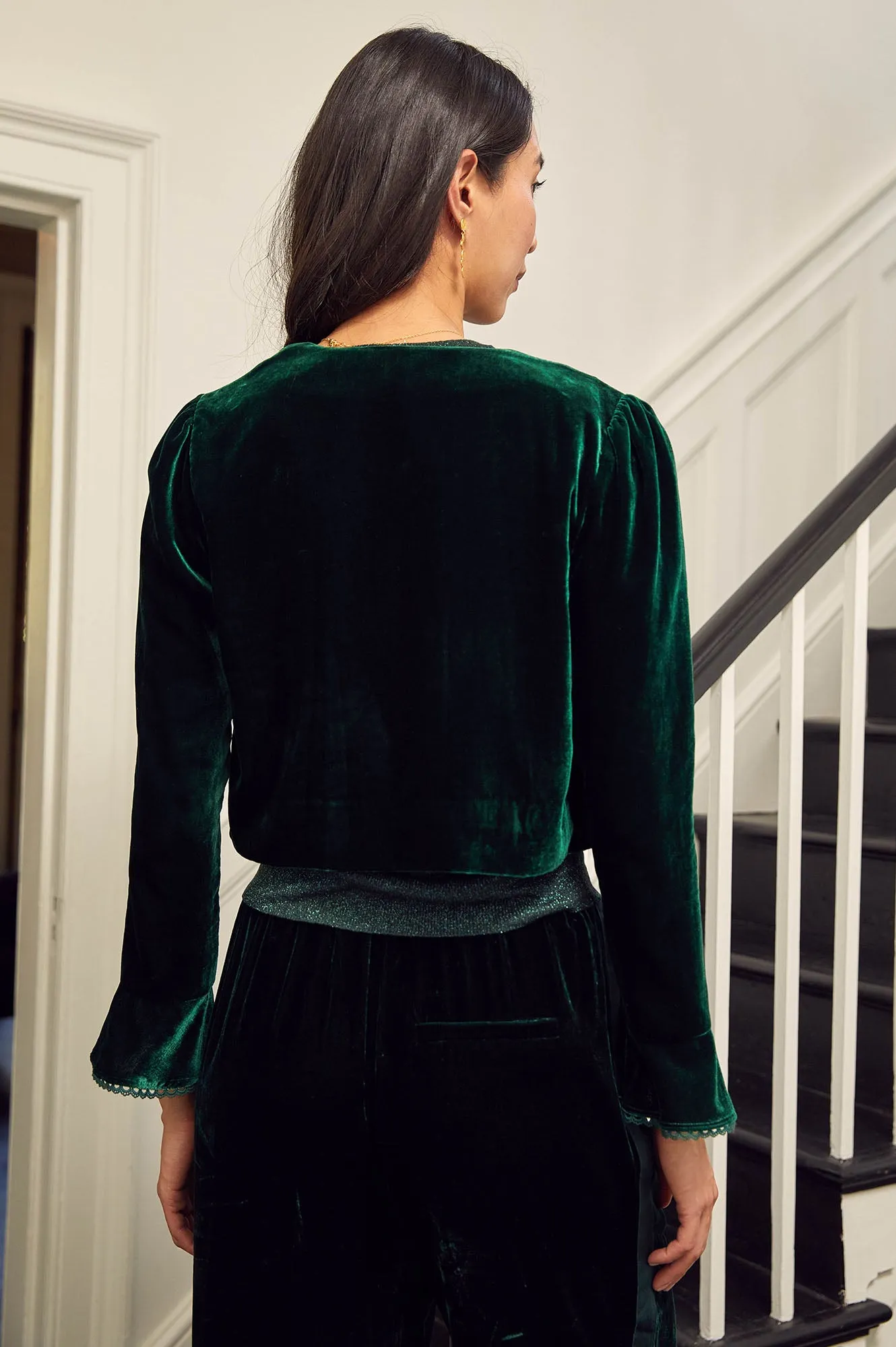 Adie Velvet Shrug | Emerald