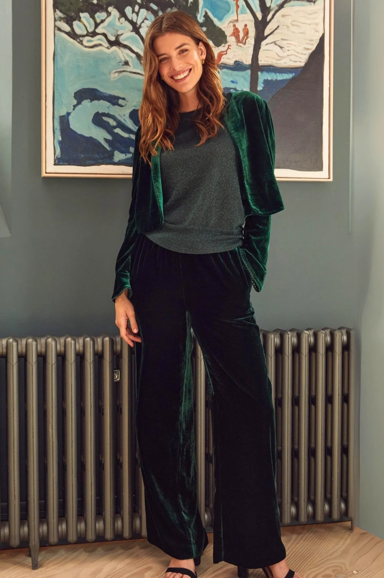 Adie Velvet Shrug | Emerald