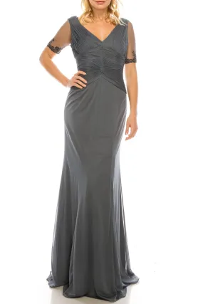 Adrianna Papell AP081870060 Long Formal Pleated Evening Dress