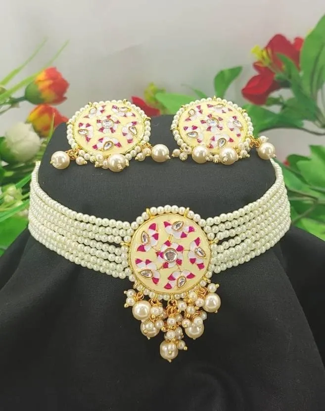 Alloy brass jewel set (white) | MANATH