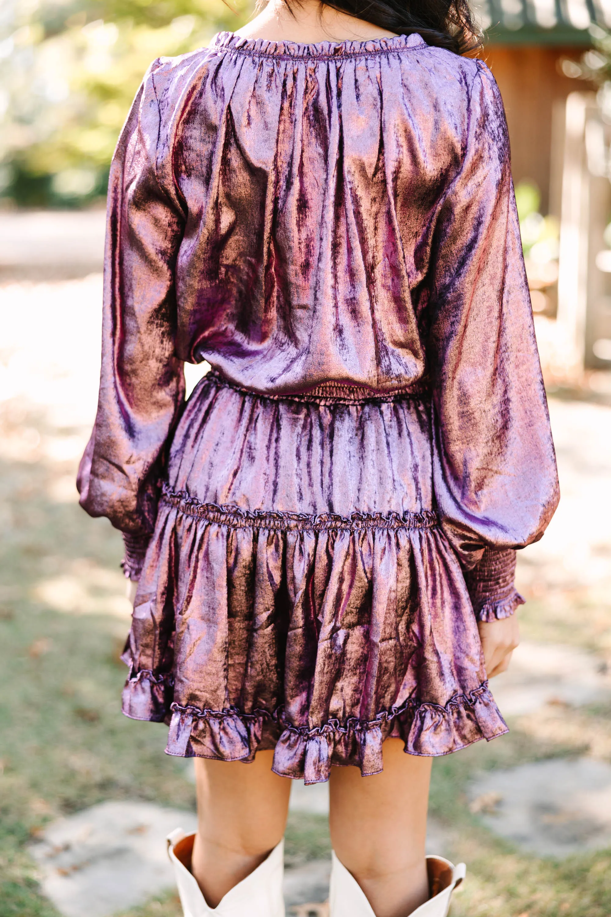 Always Get Your Way Magenta Purple Metallic Dress