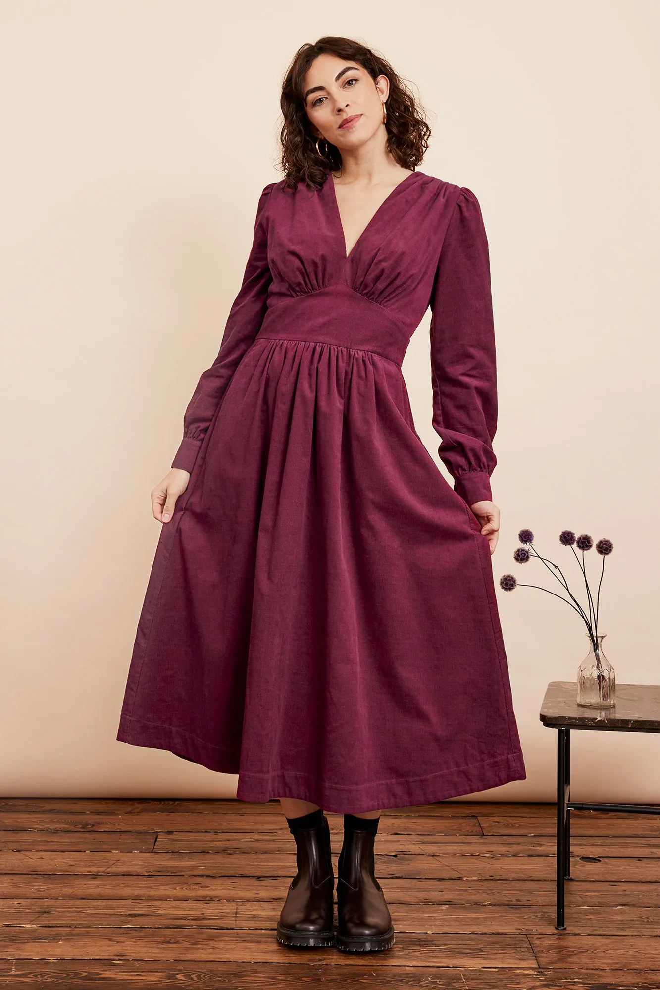 Amara Needlecord Boysenberry Dress