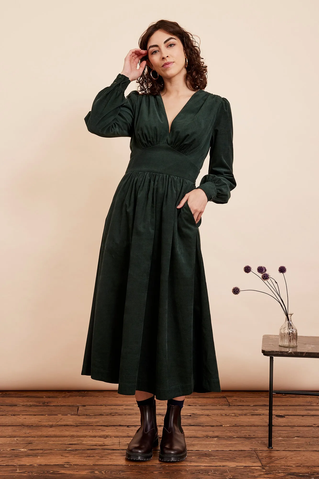 Amara Needlecord Sycamore Green Dress