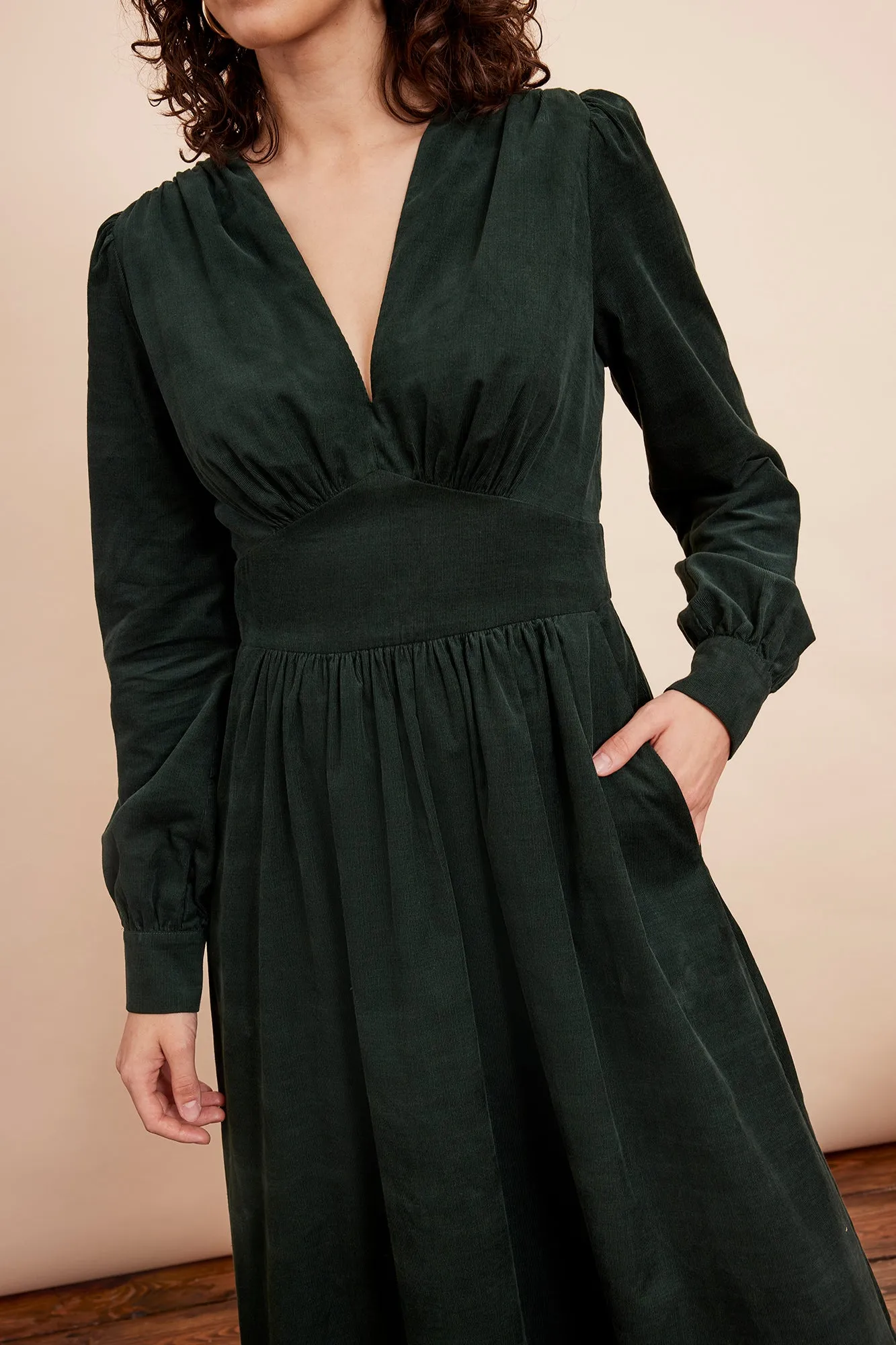 Amara Needlecord Sycamore Green Dress