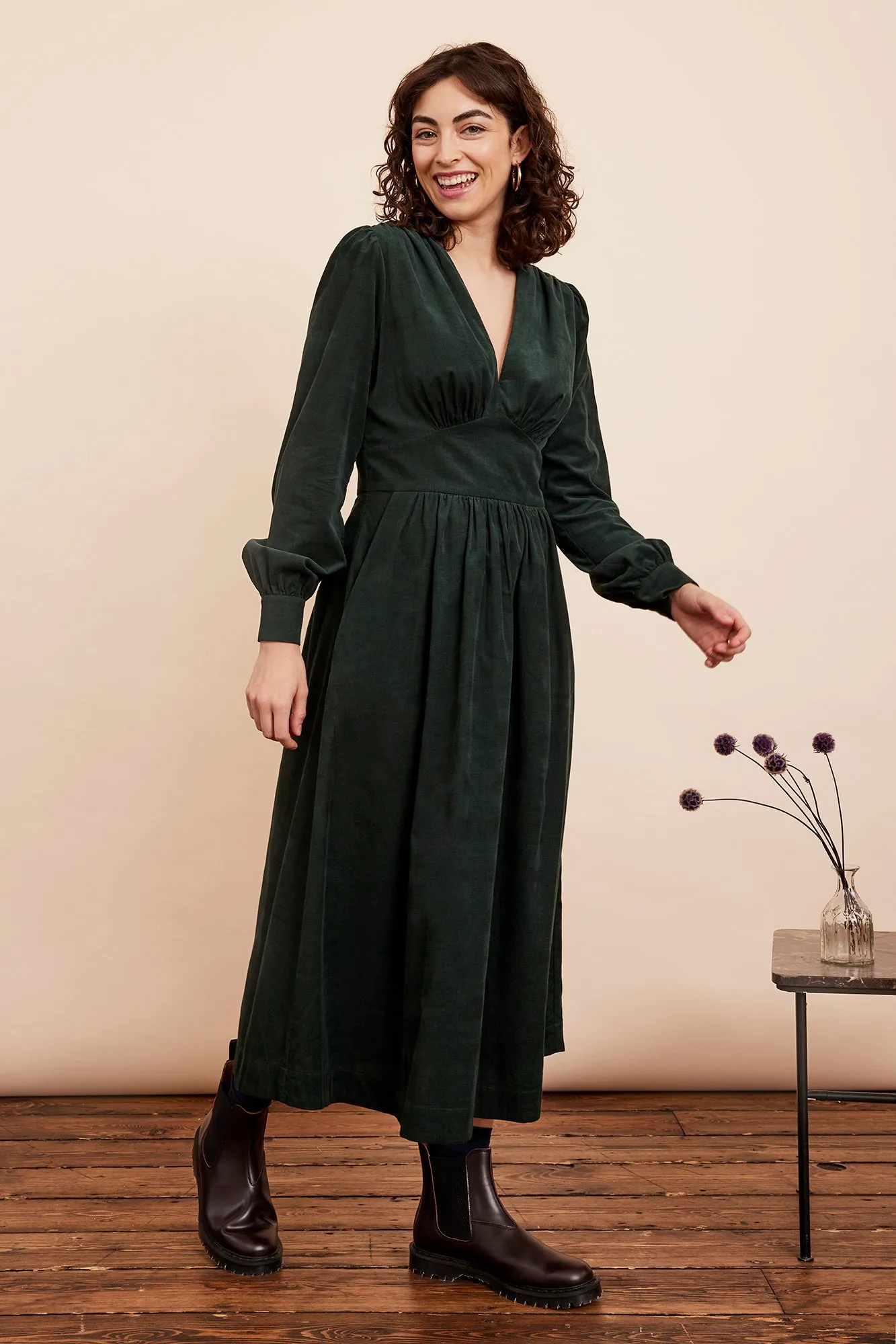 Amara Needlecord Sycamore Green Dress