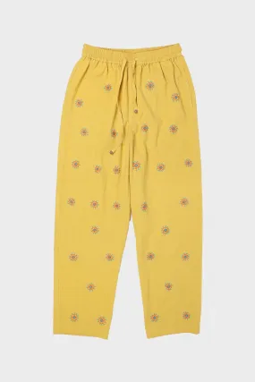 Amber Embroidered Pants - Yellow