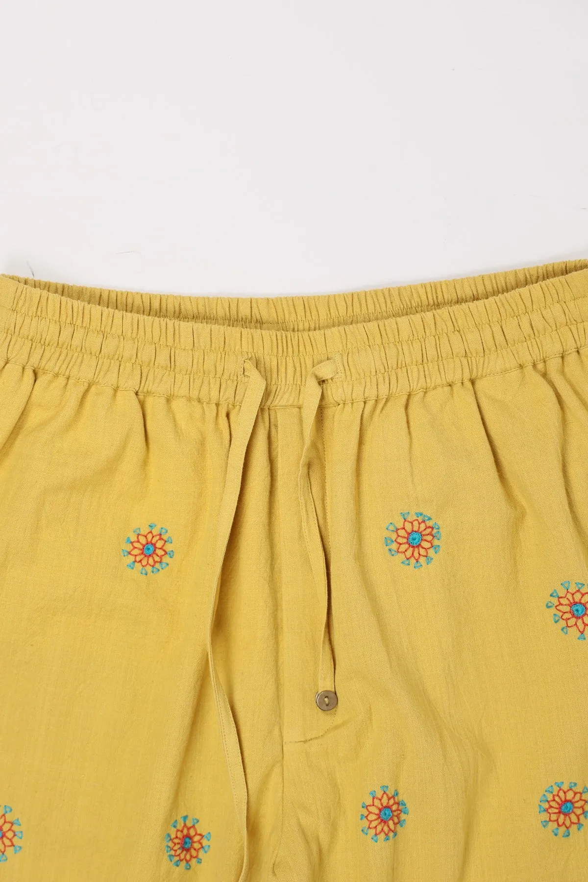 Amber Embroidered Pants - Yellow