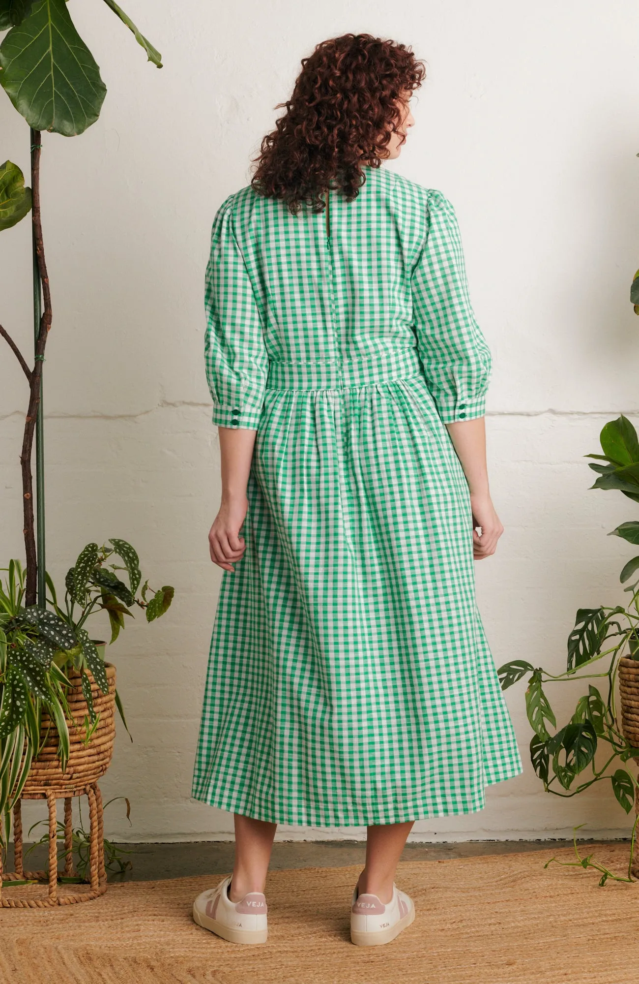 Amelia Emerald Green Gingham Dress