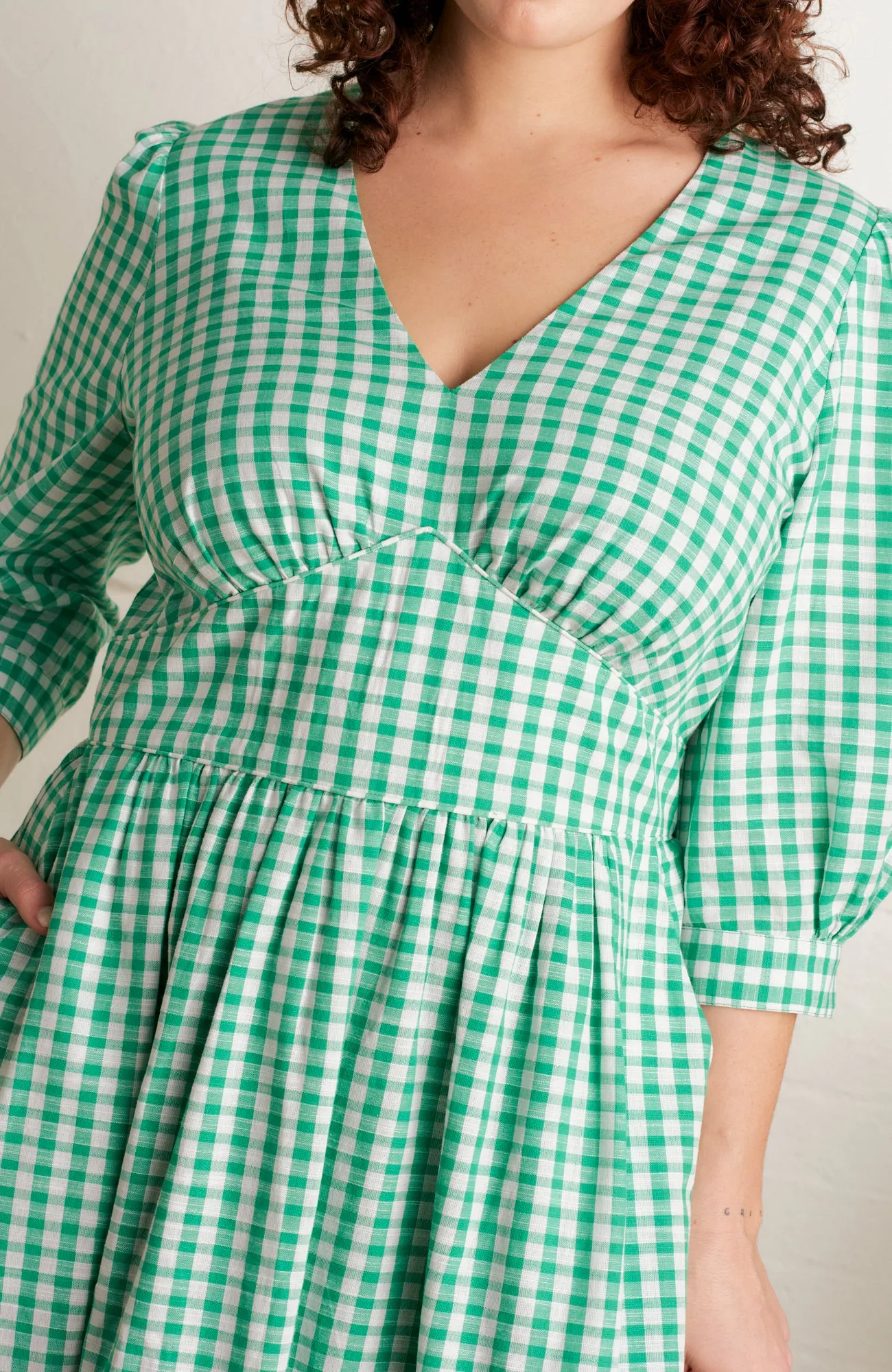 Amelia Emerald Green Gingham Dress