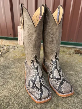 Anderson Bean Men's Natural Glazed Diamond Python/Mad Dog Anthracite Square Toe Cowboy Boots 340711