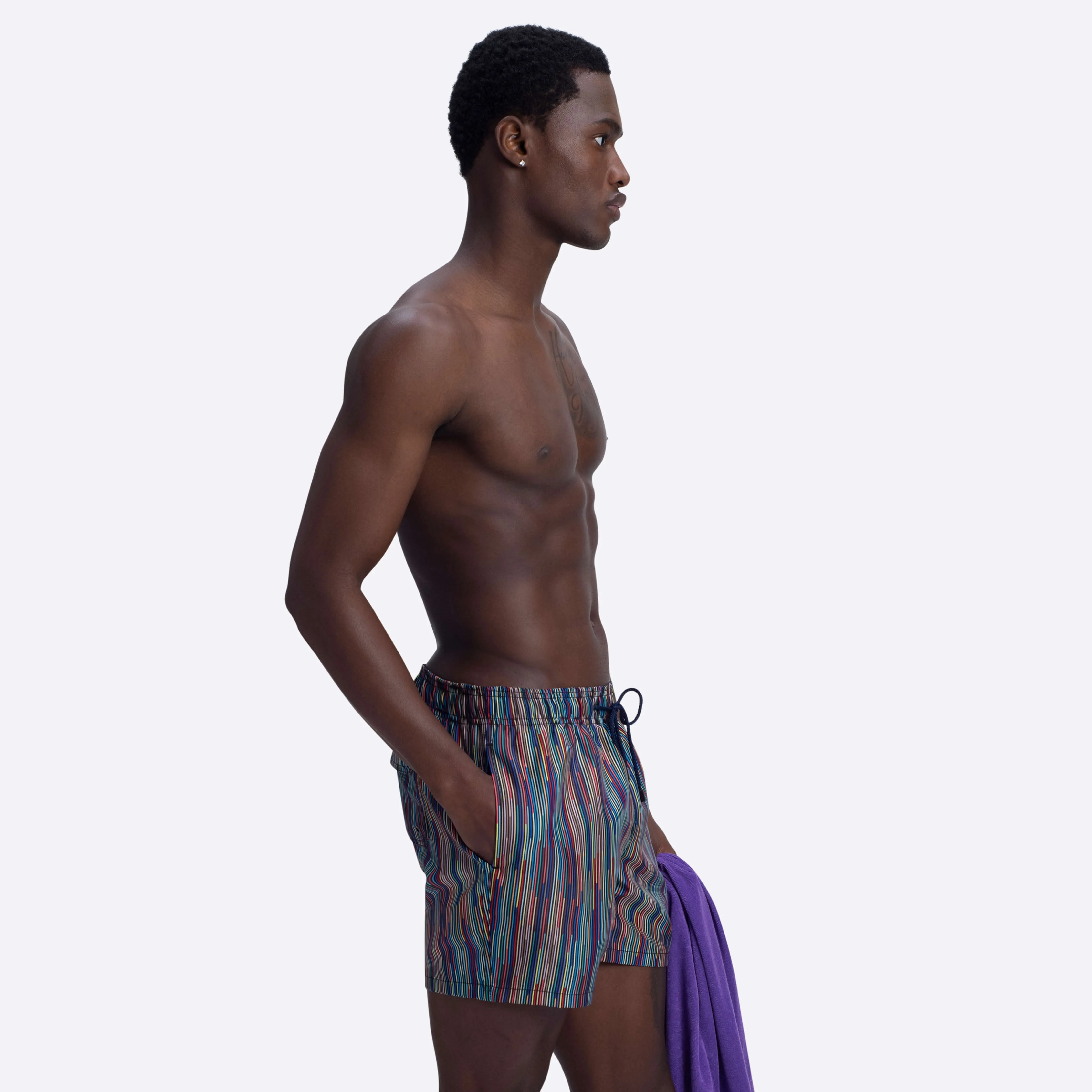 ARCHER Striped Swim Trunks