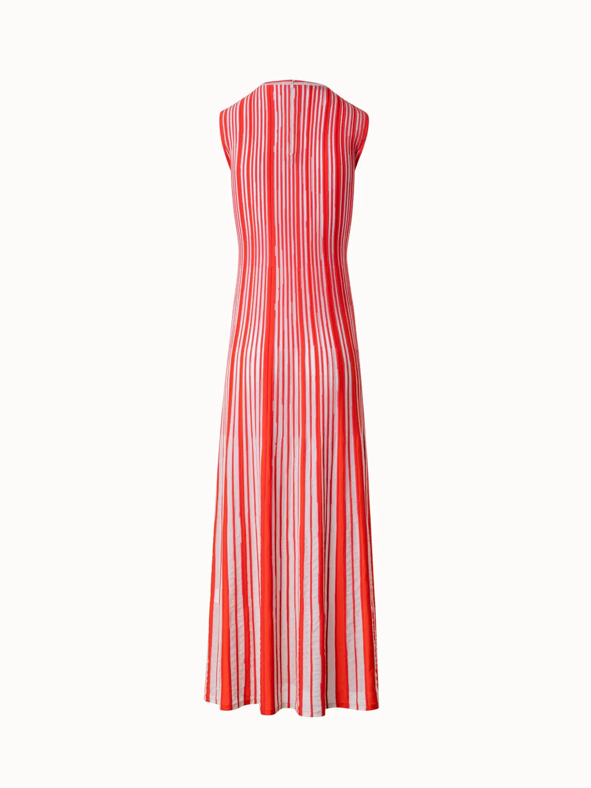 Asagao Striped Silk Wool Blend Knit Midi Dress