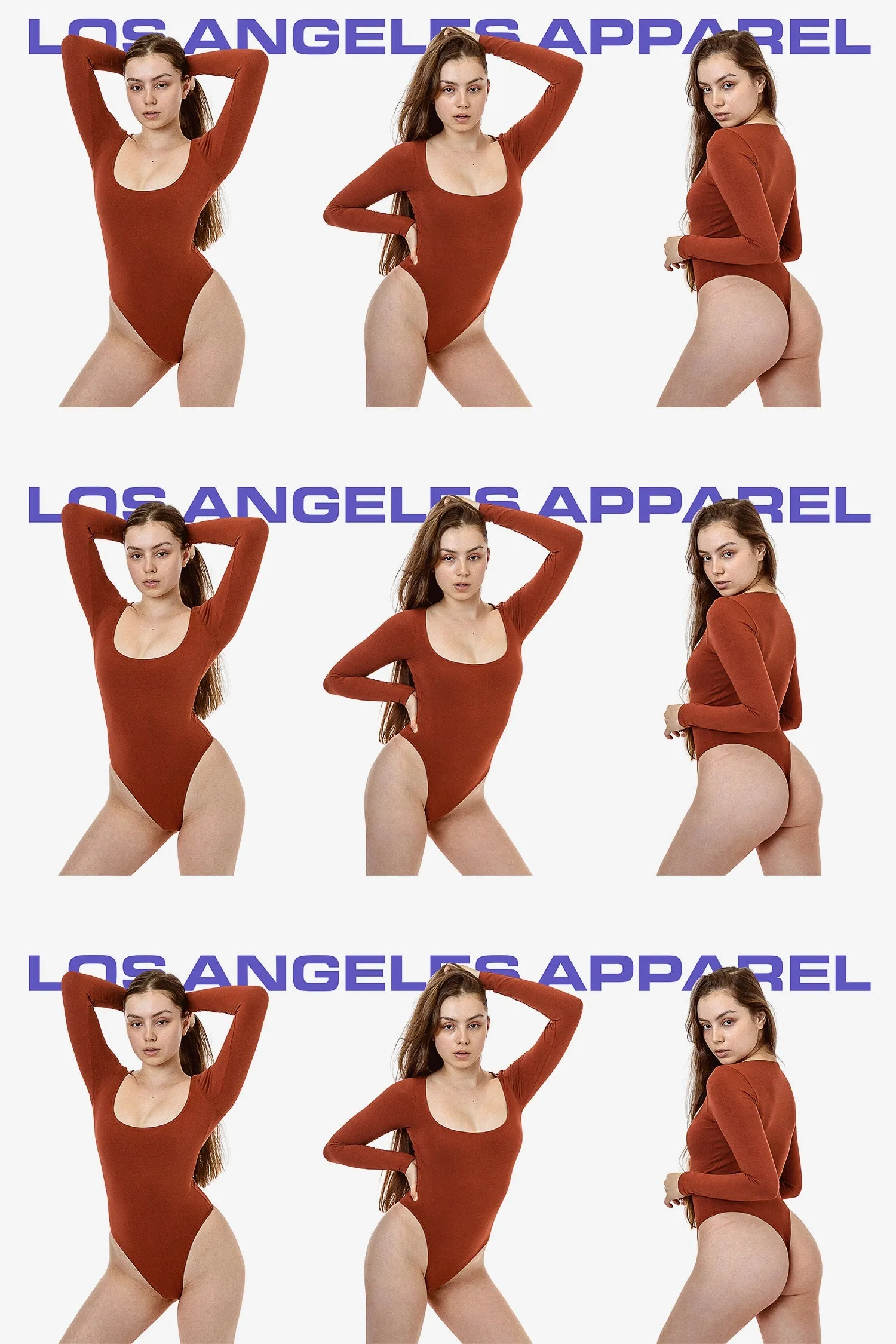 B357GD - Garment Dye Long Sleeve Squareneck Thong Bodysuit