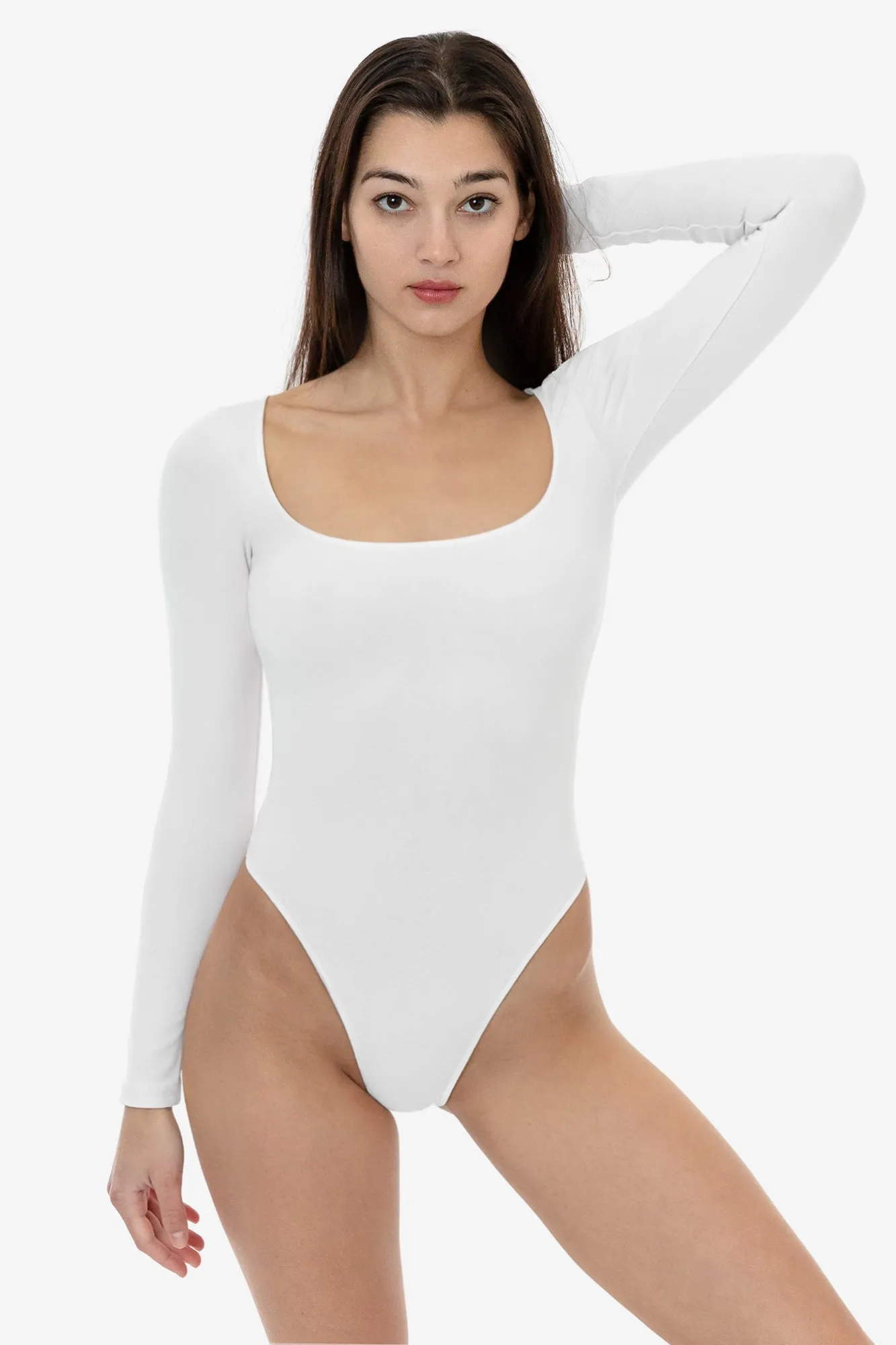 B357GD - Garment Dye Long Sleeve Squareneck Thong Bodysuit