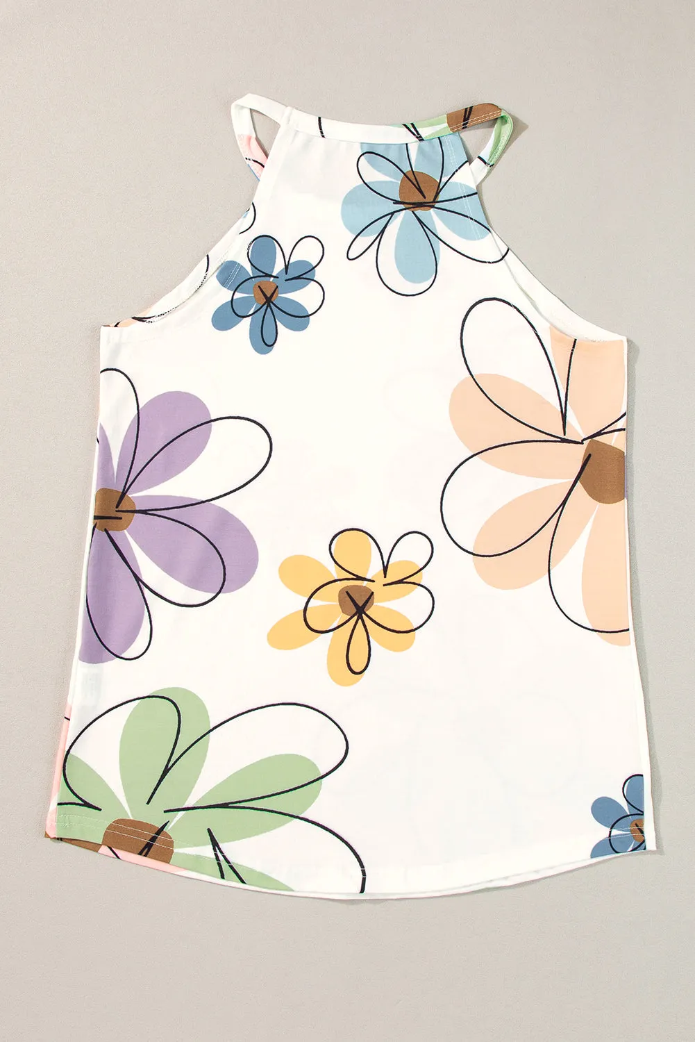 Beige Sweet Floral Tank Top