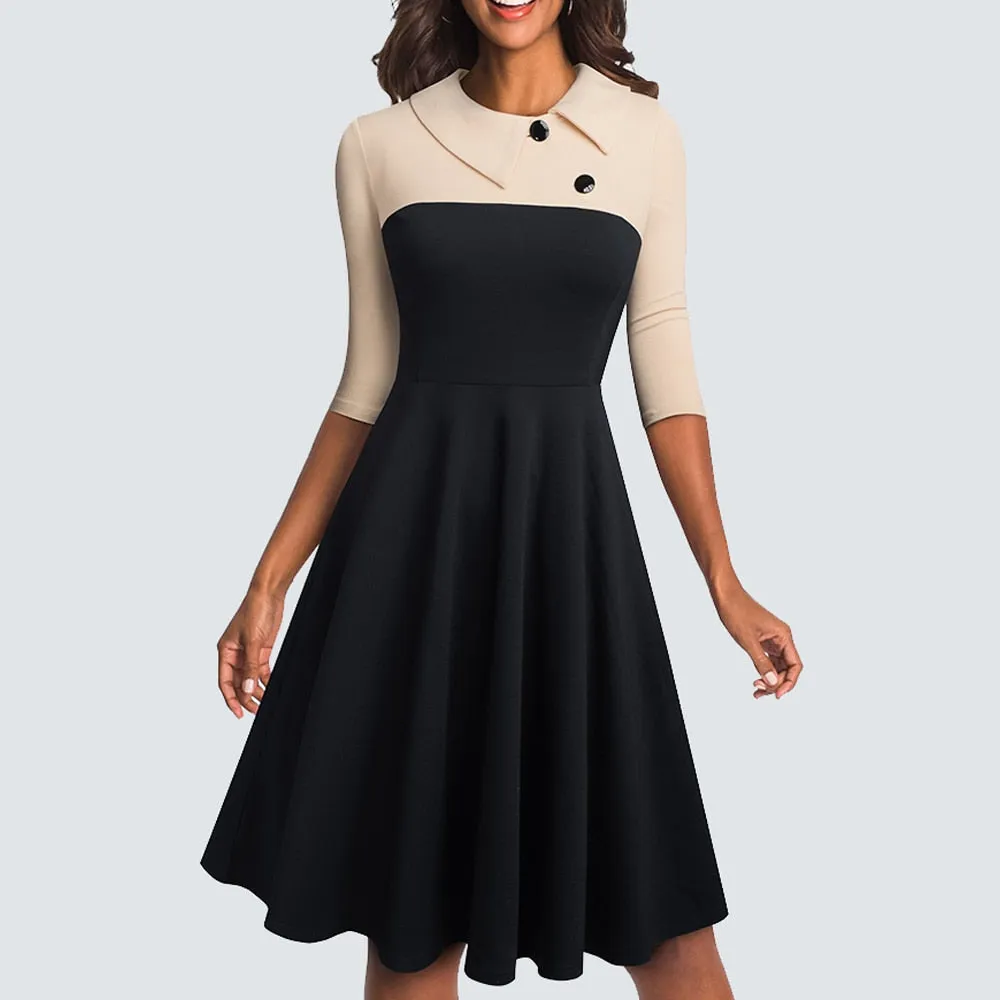 BerriesJam - 2024 Vintage Flare Swing Skater Work Casual Dress