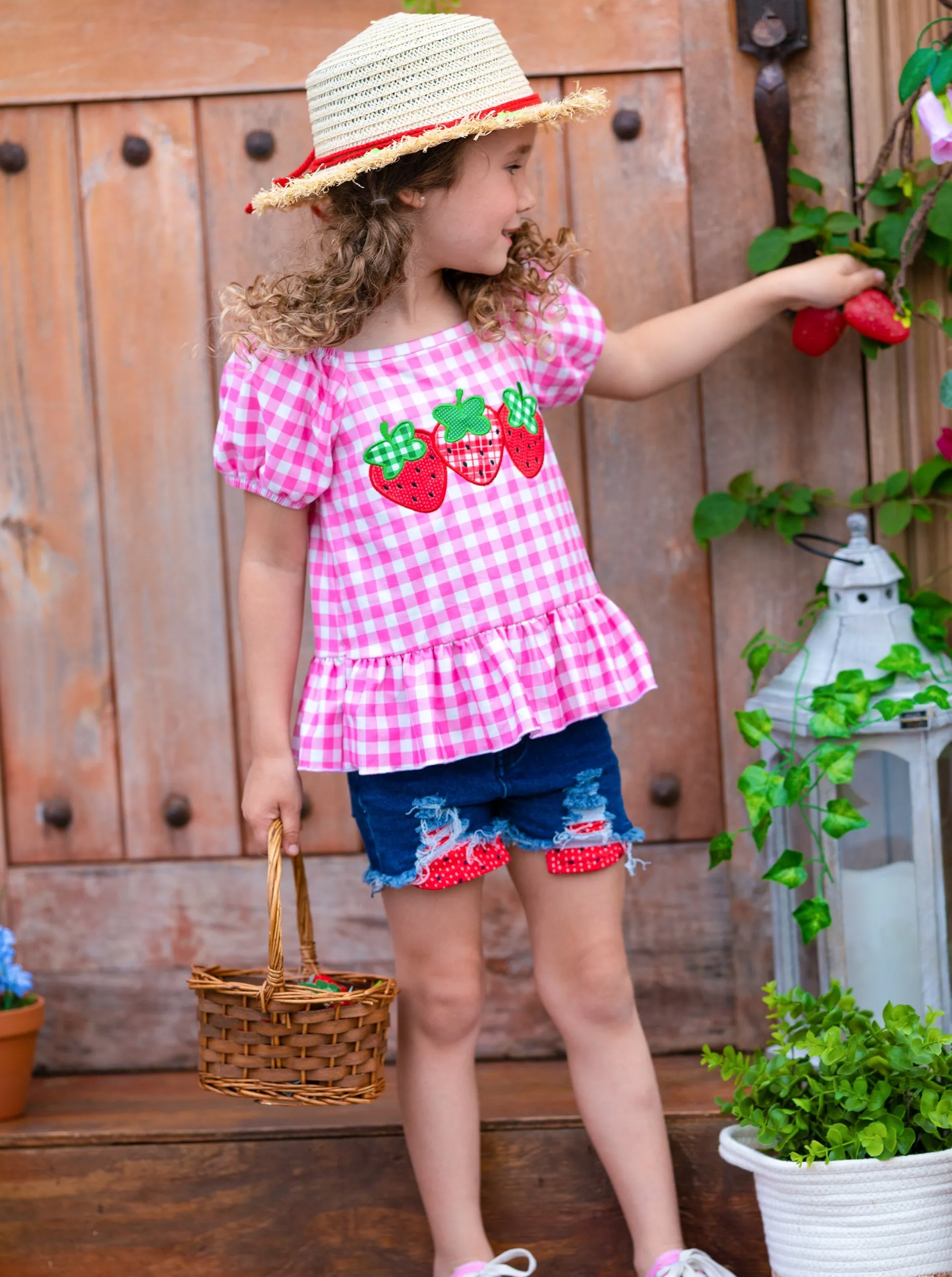 Berry Baby Denim Shorts Set