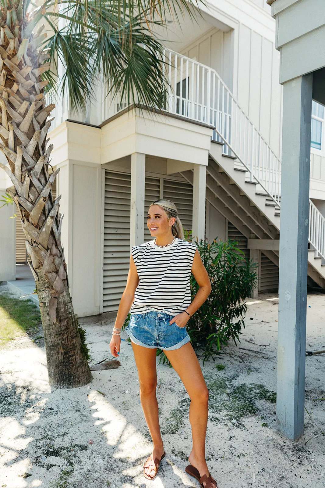 Bethany Stripe Top - White/Black