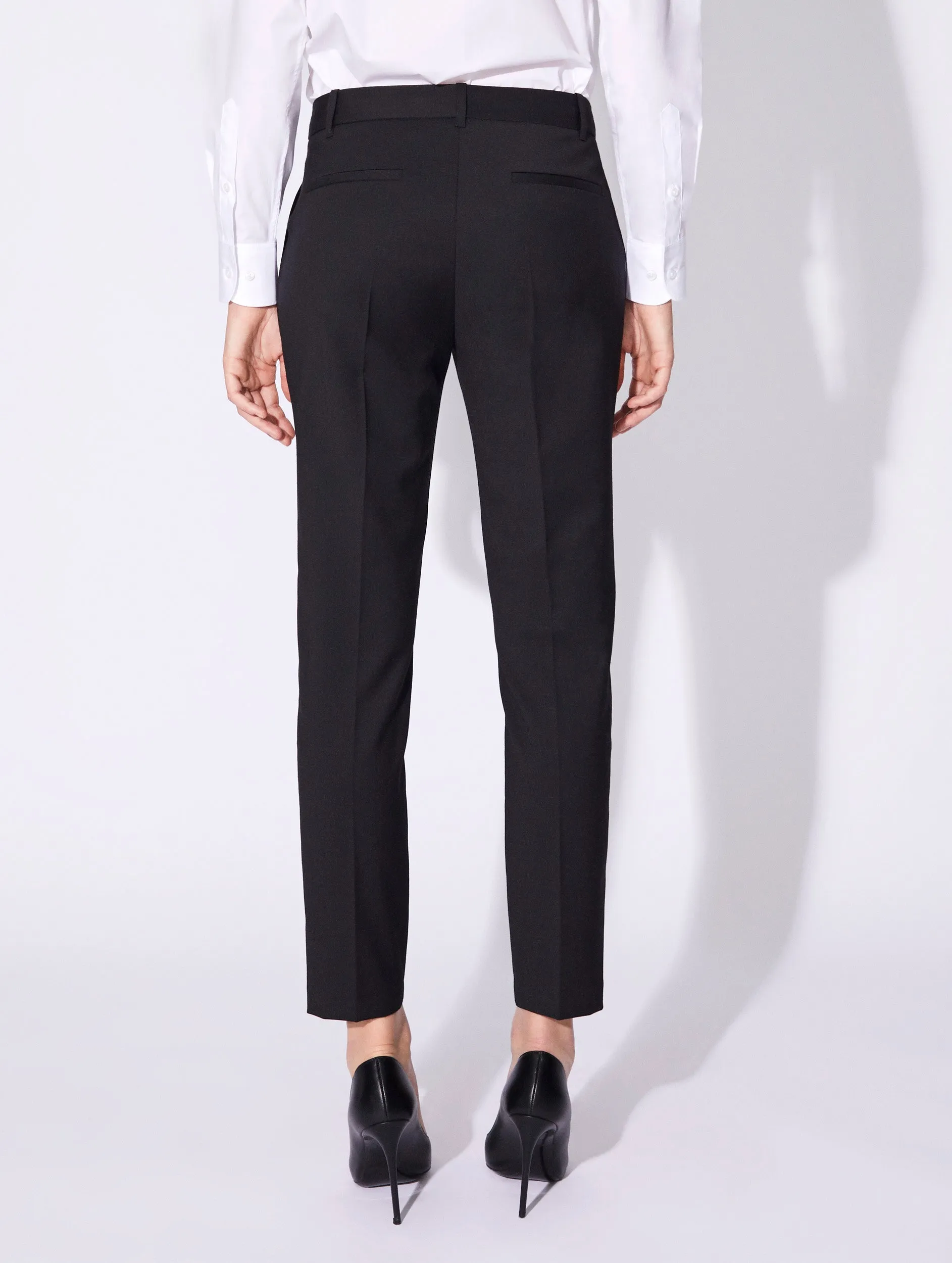 Black stretch wool Roxy suit trousers