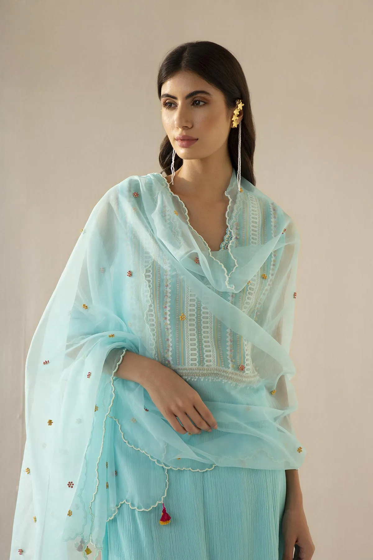 Blue Moon Lace Kurta Set