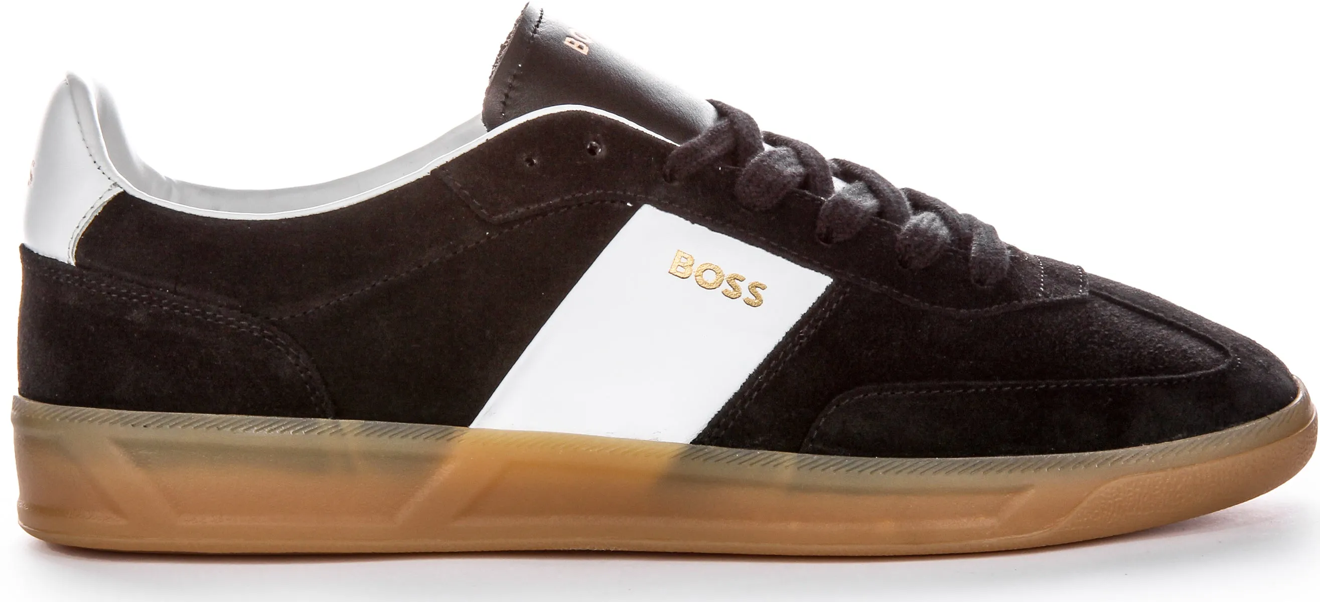 Boss Brandon Tennis Suede In Black White For Men