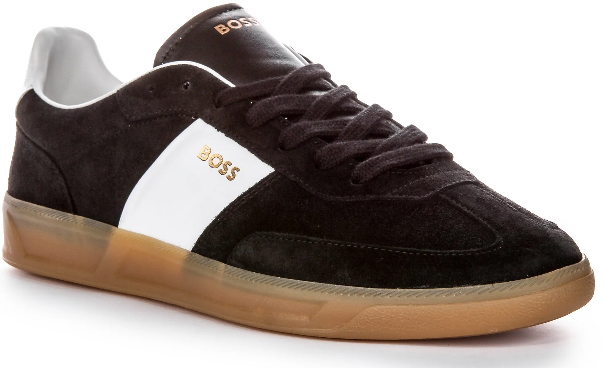 Boss Brandon Tennis Suede In Black White For Men