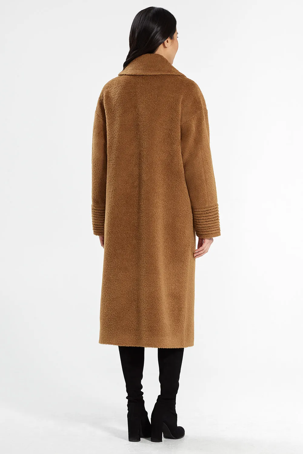 Bouclé Alpaca Long Oversized Notched Collar Coat