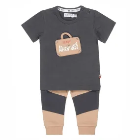 Boys Baby Set T-shirt With Jogging Pant Dark Grey Beige | Dirkje