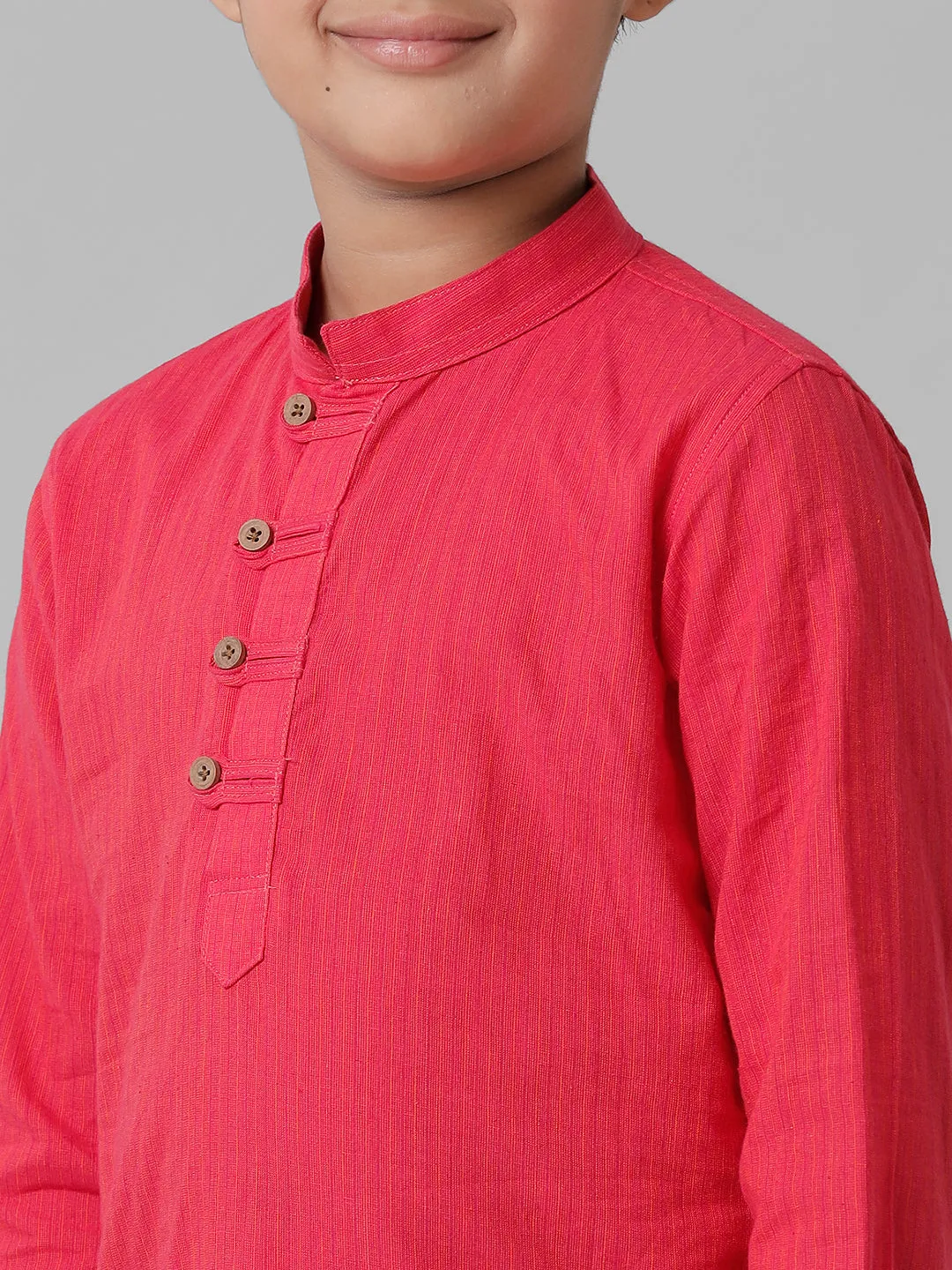 Boys Breeze Cotton Pink Kurta with Cream Elastic Panchakacham Towel Combo COT1