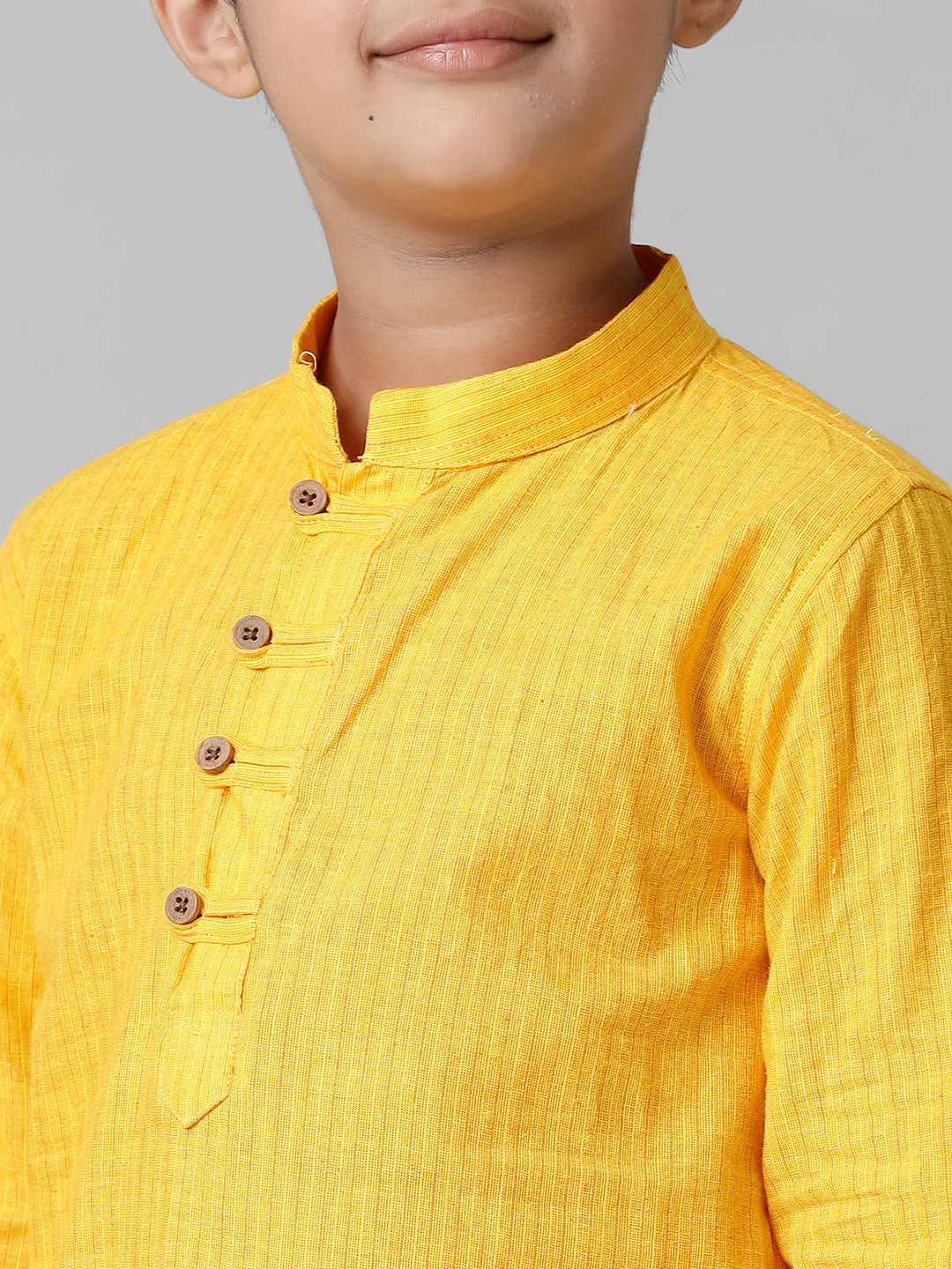 Boys Breeze Cotton Yellow Kurta with Cream Elastic Panchakacham Towel Combo COT7