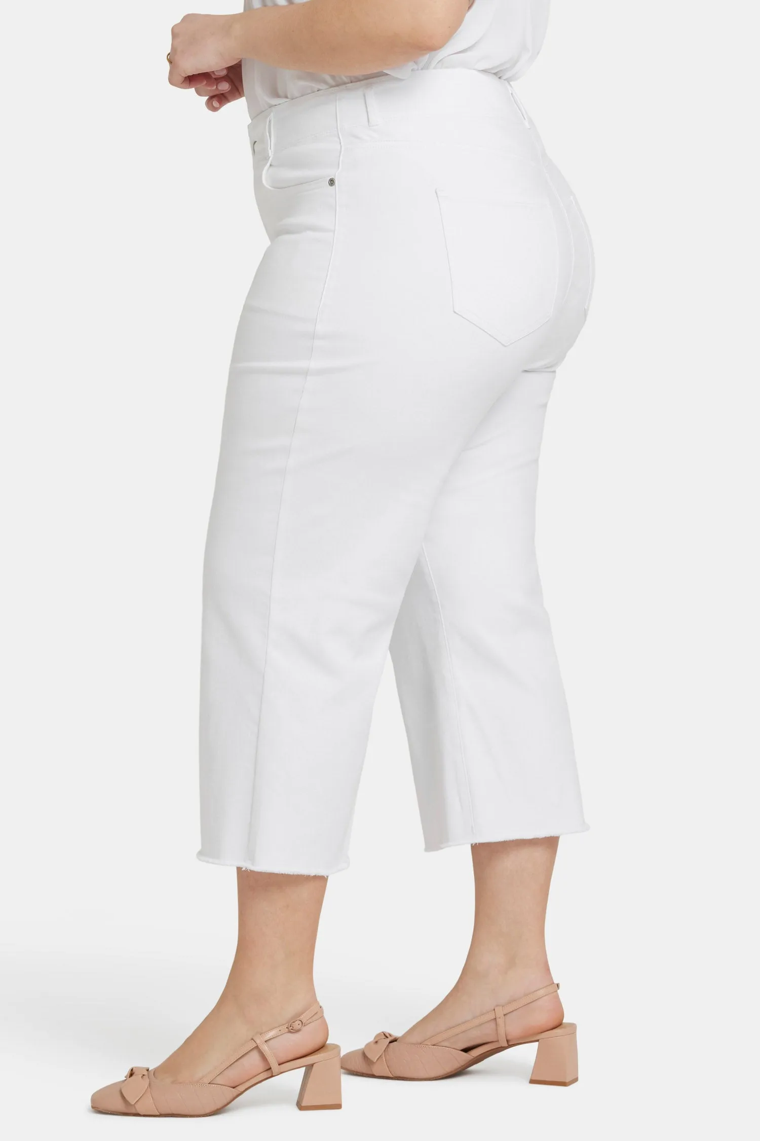 Brigitte Wide Leg Capri Jeans In Plus Size - Optic White