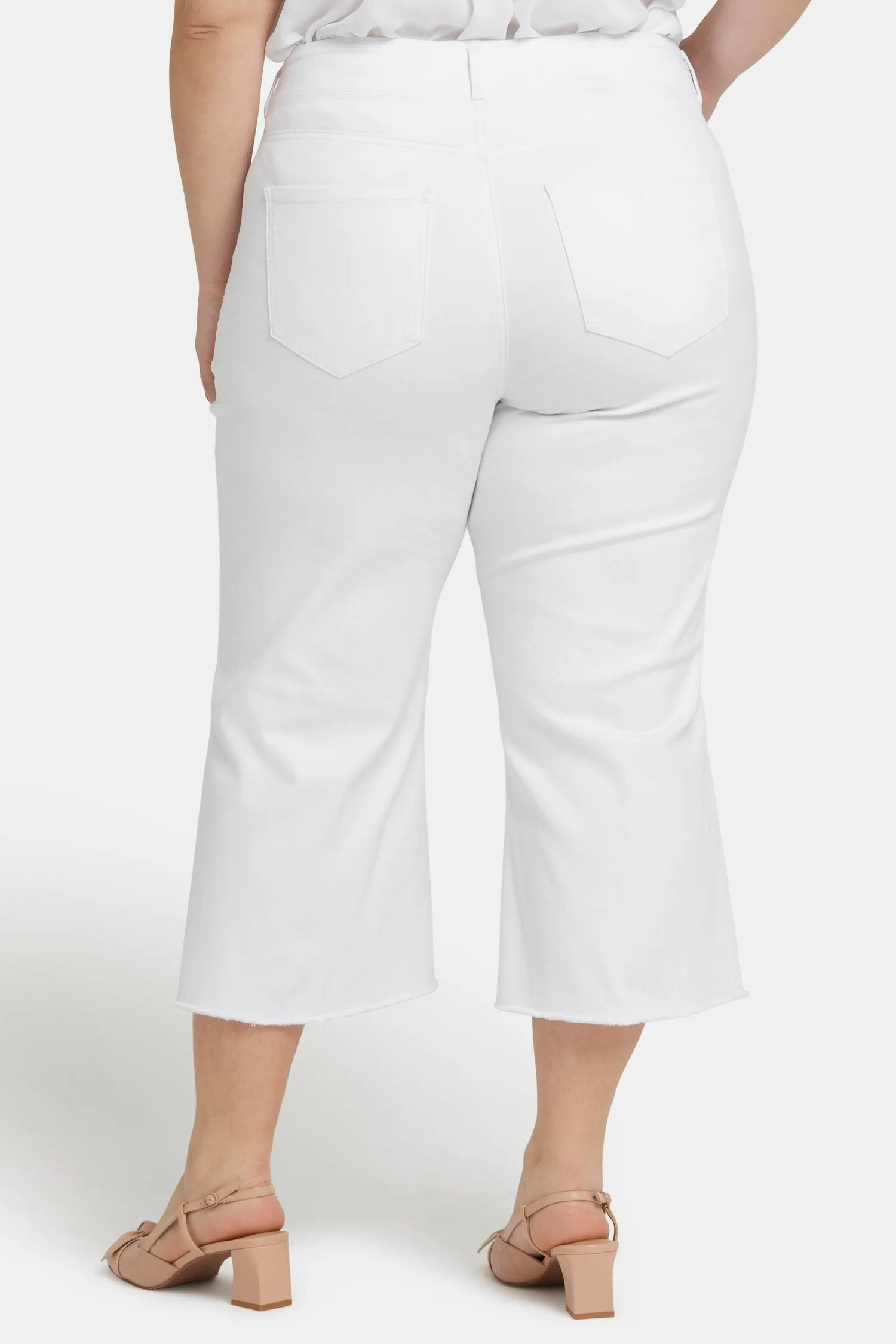 Brigitte Wide Leg Capri Jeans In Plus Size - Optic White